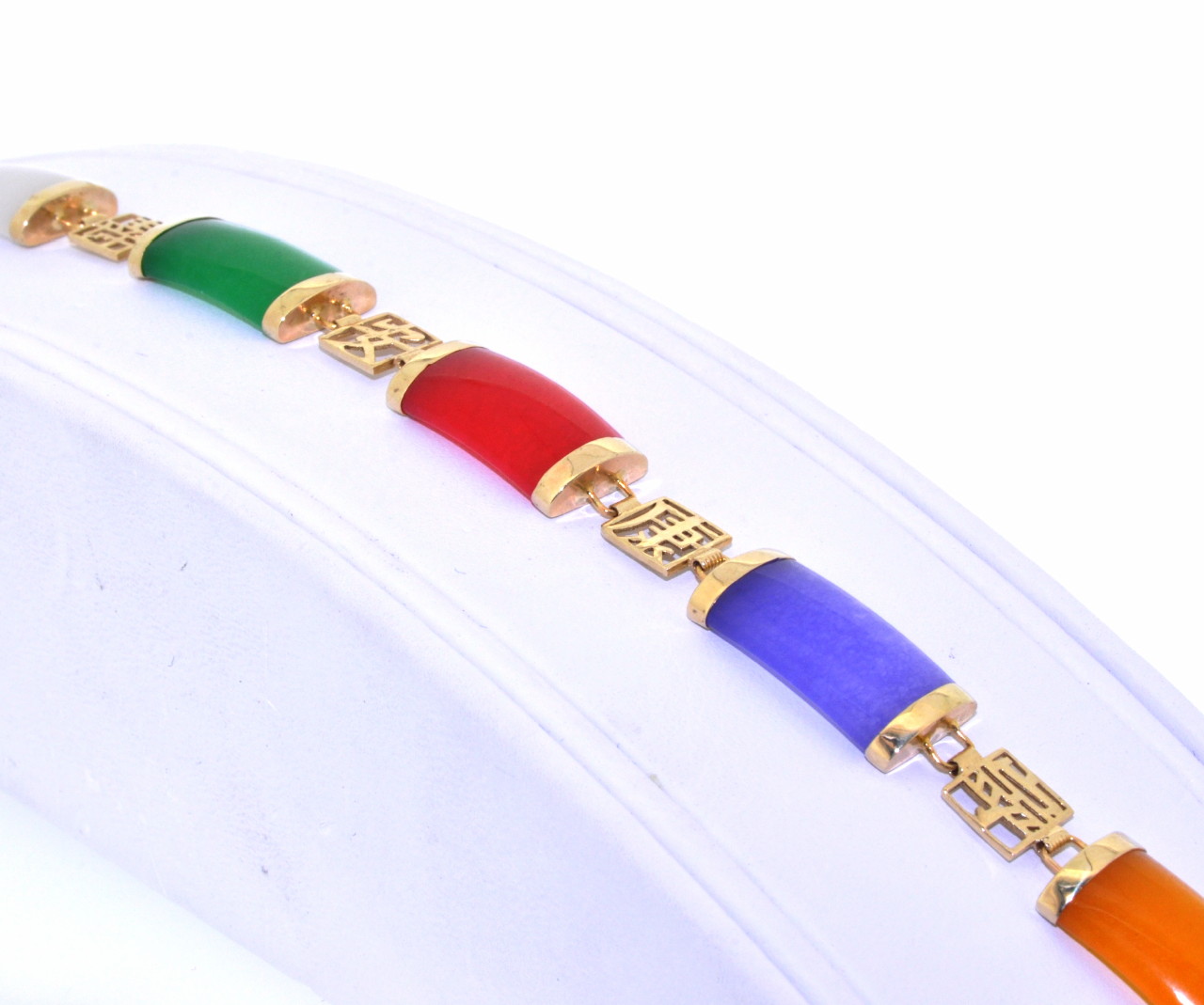 14K Yellow Gold 7" Multicolored Jade Bracelet 22000559 | Shin Brothers* 14K Yellow Gold 7" Multicolored Jade Bracelet 22000559 | Shin Brothers*