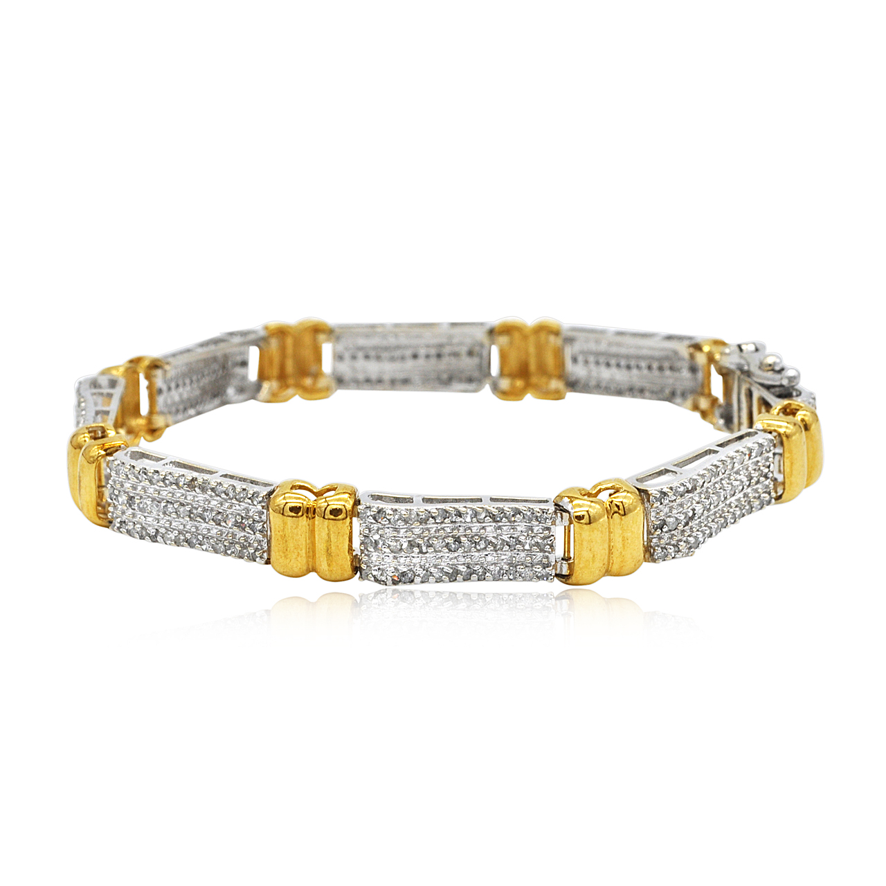 10K Two Tone Gold Ladies' Diamond Bar Bracelet 29110004 | Shin Brothers* 10K Two Tone Gold Ladies' Diamond Bar Bracelet 29110004 | Shin Brothers*
