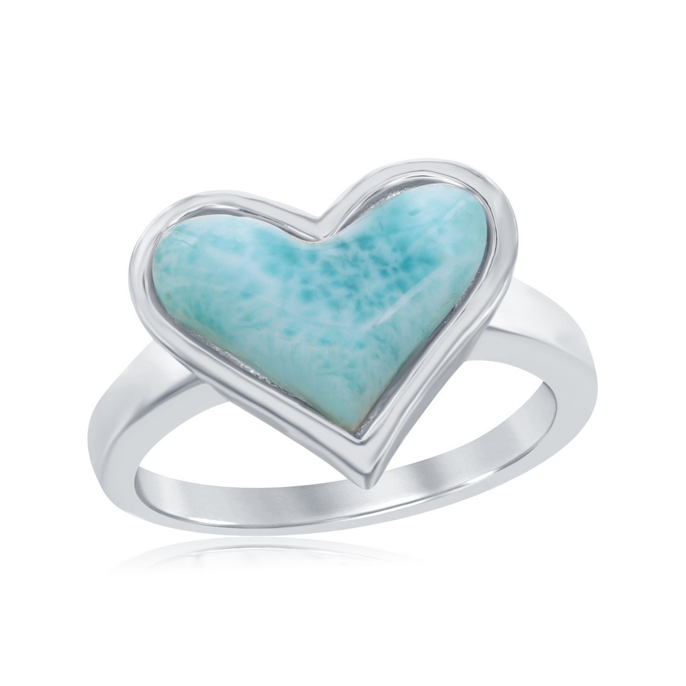 Sterling Silver Heart-Shaped Larimar Ring 81010713 | Shin Brothers* Sterling Silver Heart-Shaped Larimar Ring 81010713 | Shin Brothers*