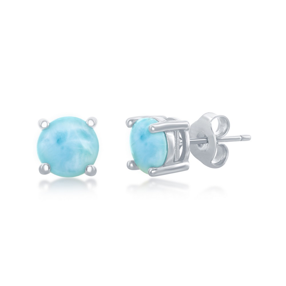 Sterling Silver 6mm Larimar Stud Earrings 84010685 | Shin Brothers* Sterling Silver 6mm Larimar Stud Earrings 84010685 | Shin Brothers*