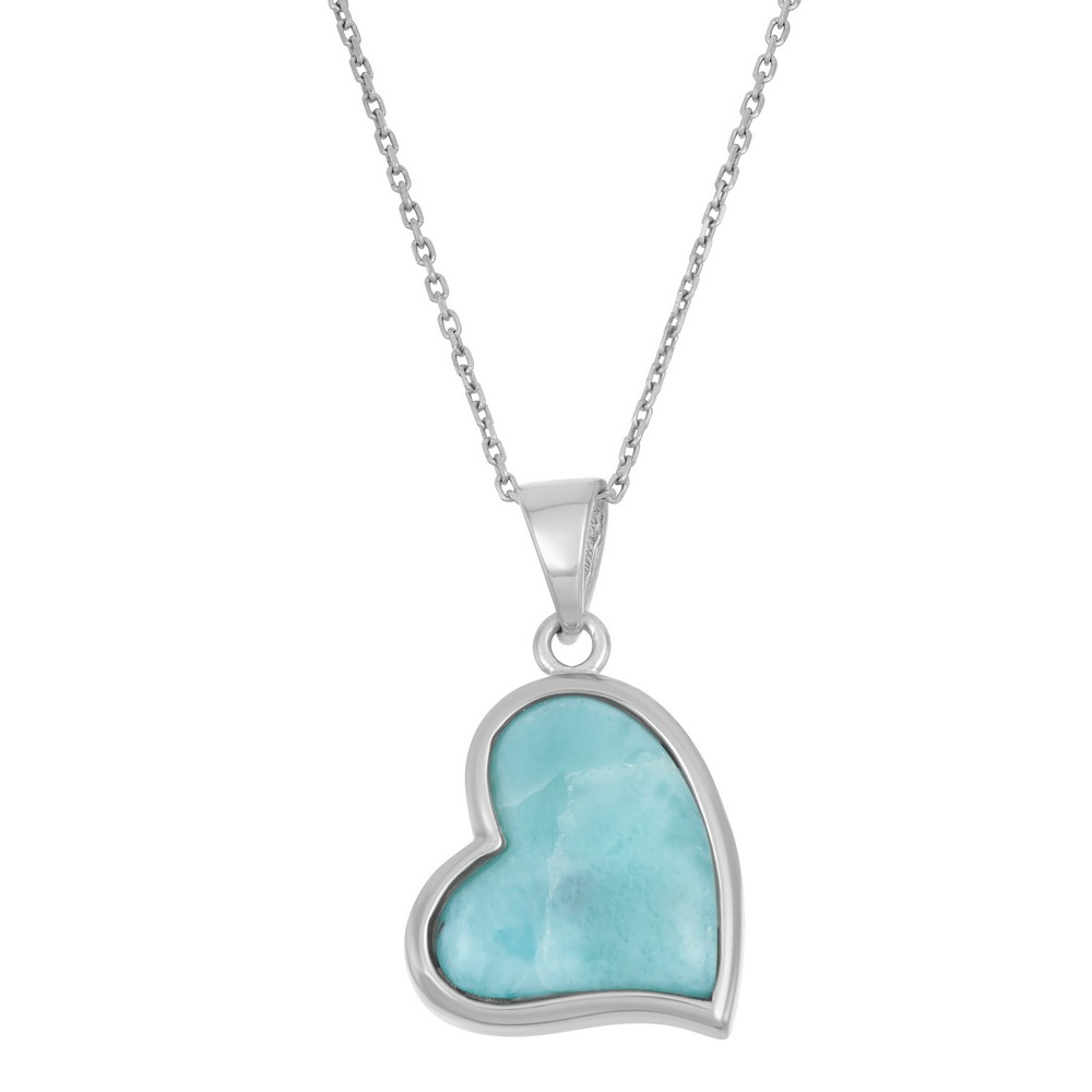 Sterling Silver Larimar Heart Pendant Necklace 83011212 | Shin Brothers* Sterling Silver Larimar Heart Pendant Necklace 83011212 | Shin Brothers*