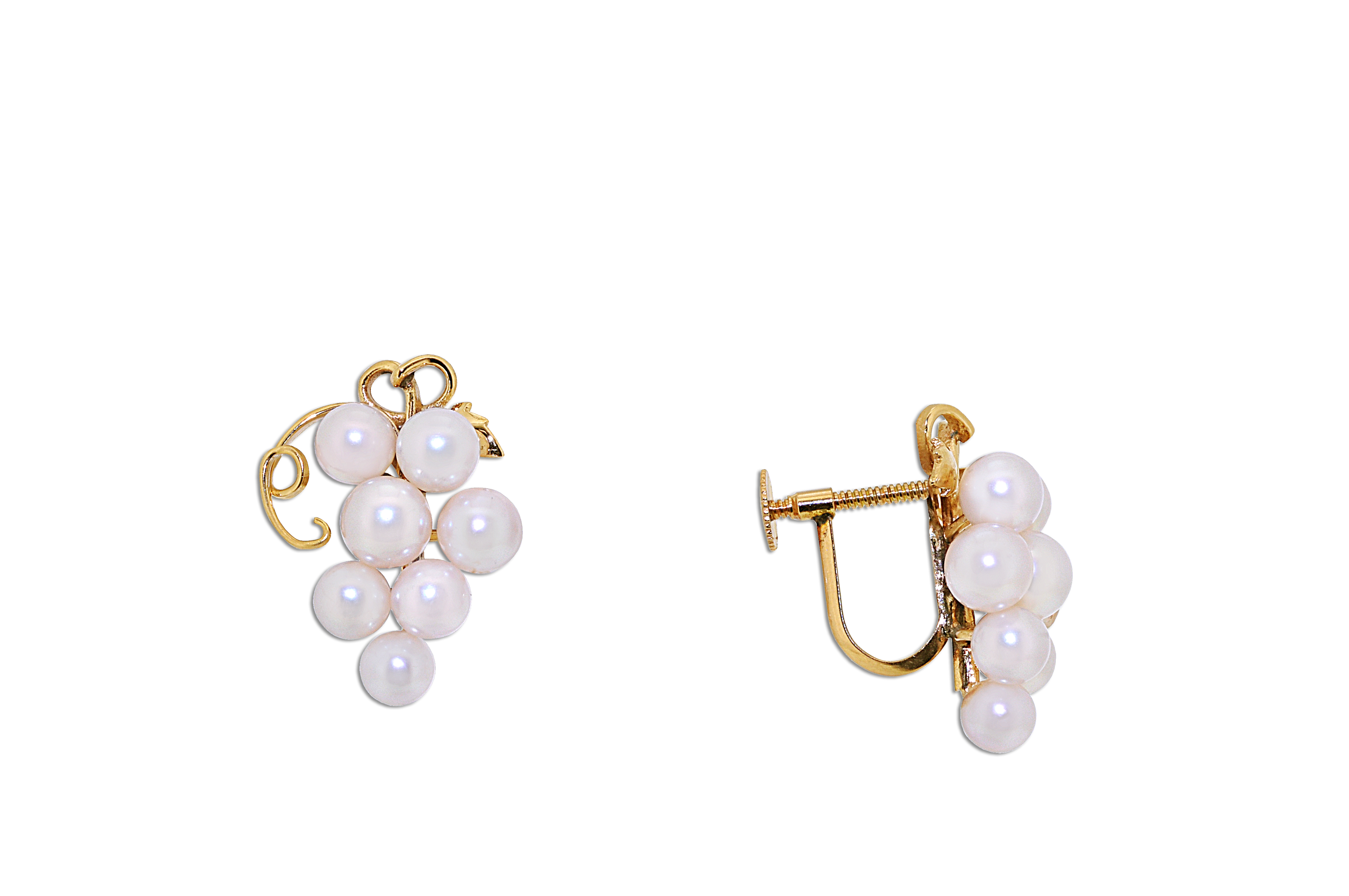 14K Yellow Gold "Grapevine" Pearl Cluster Non-Pierce Earrings 42002774 | Shin Brothers* 14K Yellow Gold "Grapevine" Pearl Cluster Non-Pierce Earrings 42002774 | Shin Brothers*
