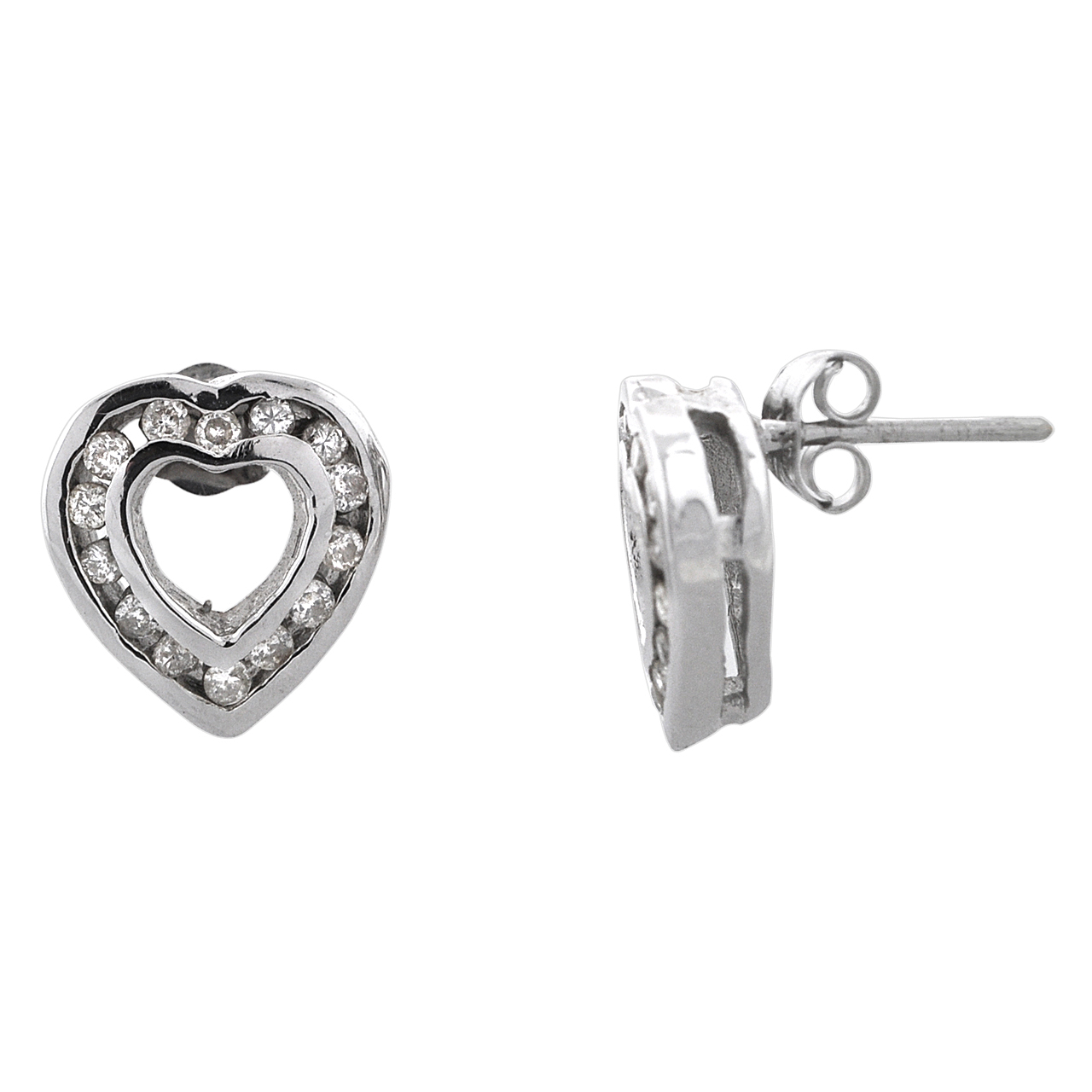 14K White Gold Diamond Heart Stud Earrings 41060668 | Shin Brothers* 14K White Gold Diamond Heart Stud Earrings 41060668 | Shin Brothers*