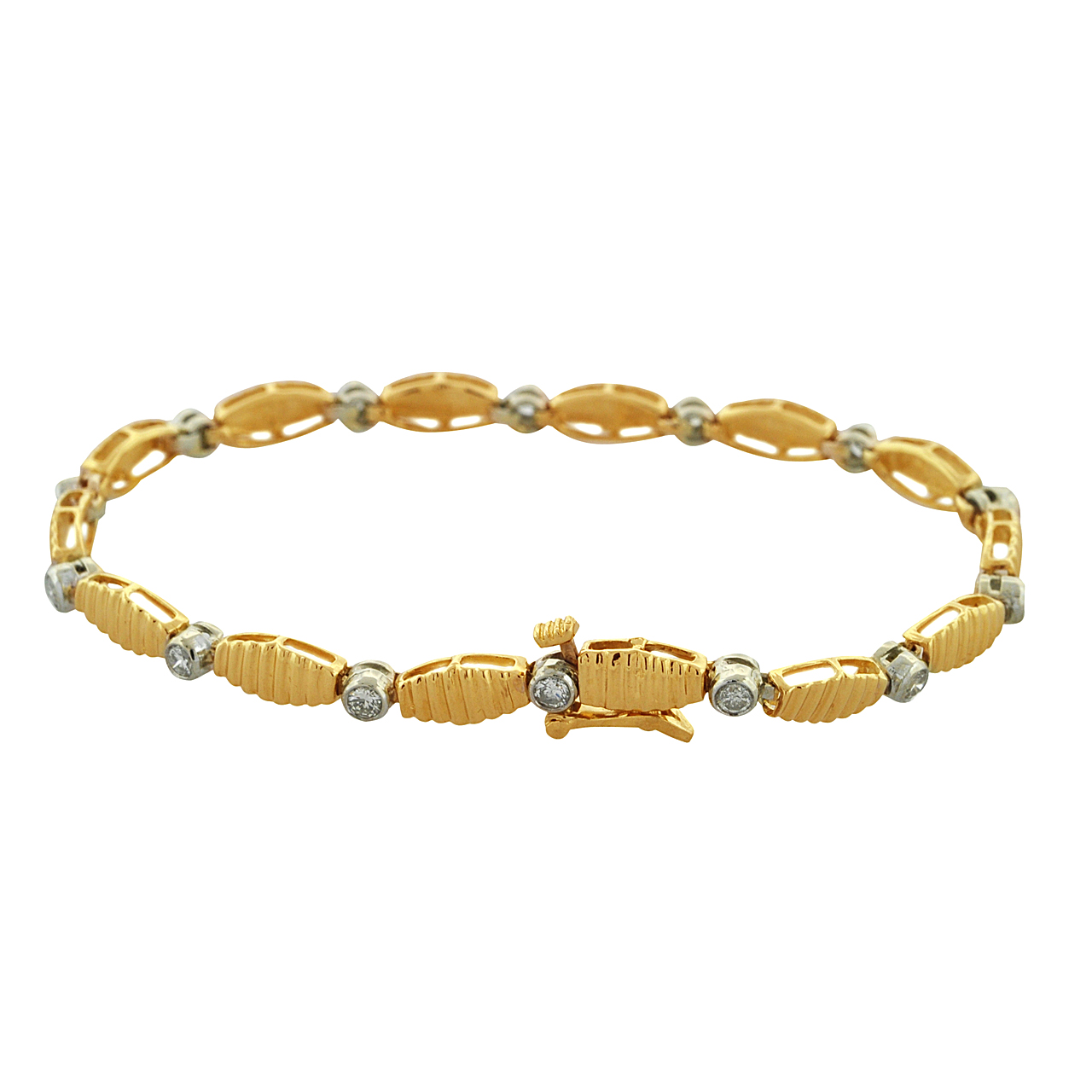 14K Two Tone Gold 0.8ct Diamond Link Bracelet 21000373 | Shin Brothers*