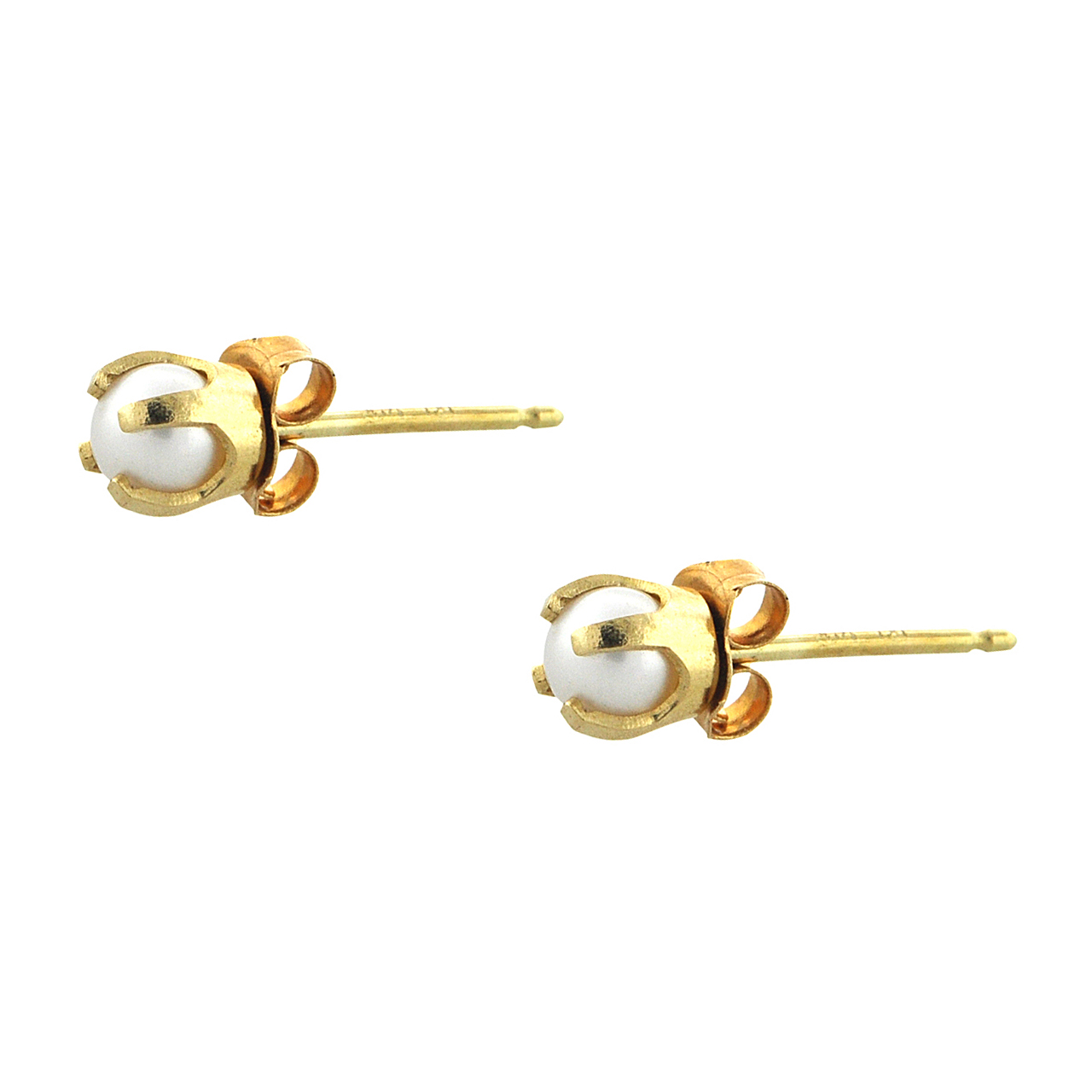 14K Yellow Gold Pearl Stud Earrings 42001405 | Shin Brothers*