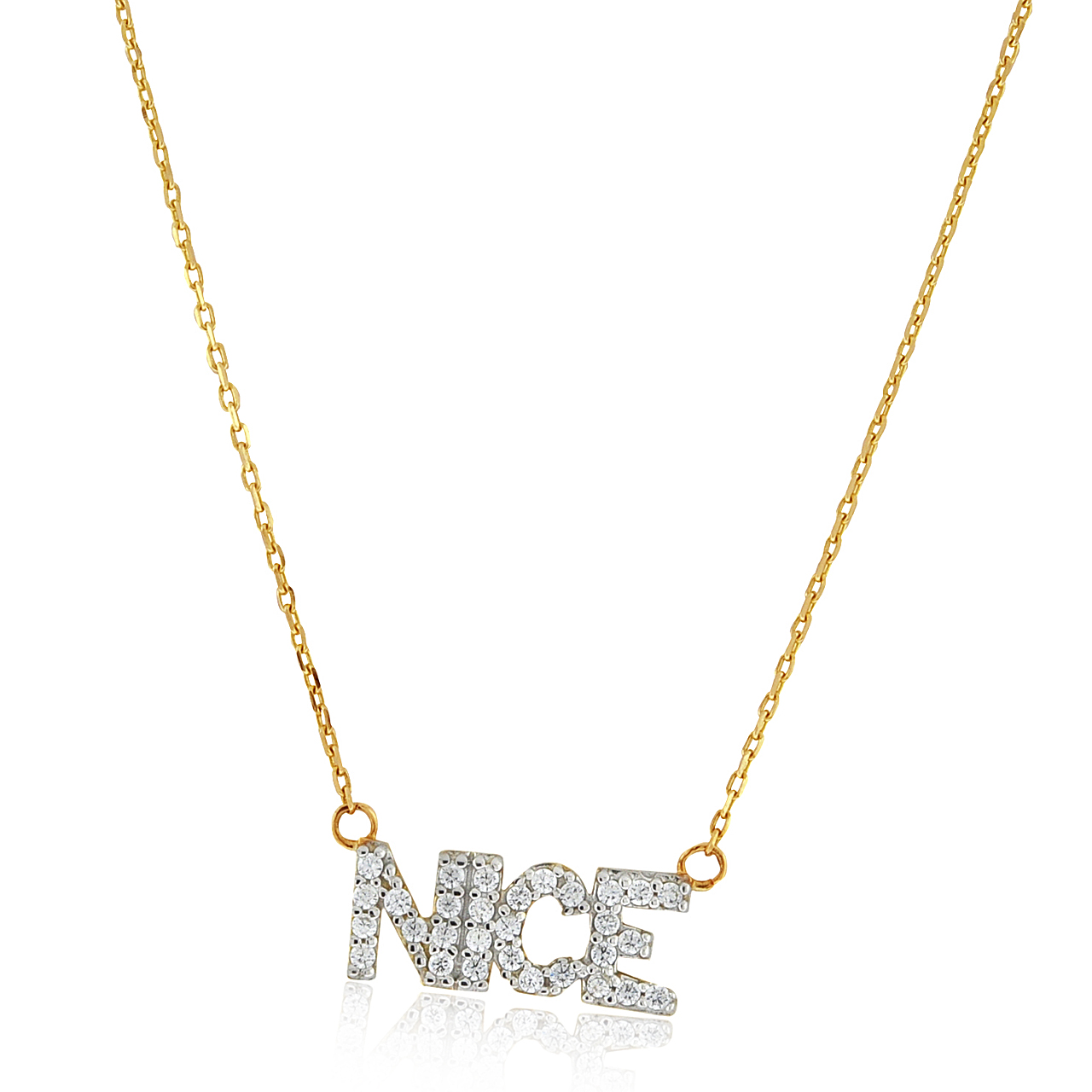 14K Yellow Gold 16" CZ "Nice" Necklace 32000560 | Shin Brothers* 14K Yellow Gold 16" CZ "Nice" Necklace 32000560 | Shin Brothers*