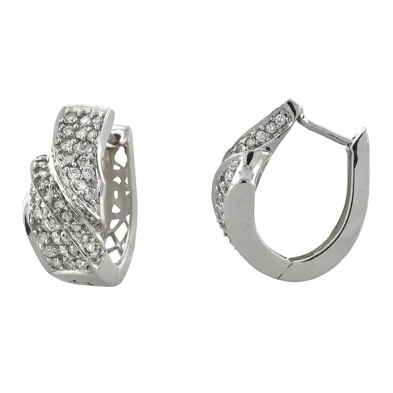 14K White Gold 1ct Diamond Huggie Hoop Earrings 41000850 | Shin Brothers* 14K White Gold 1ct Diamond Huggie Hoop Earrings 41000850 | Shin Brothers*