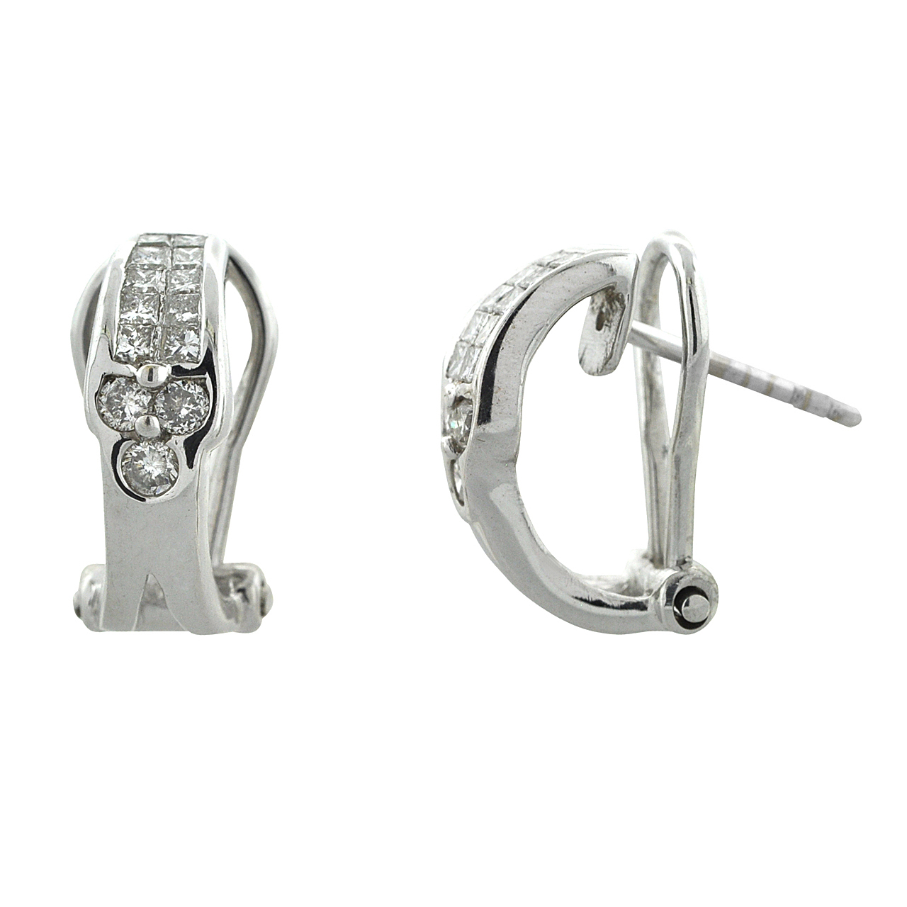 14K White Gold 0.5ct Princess Diamond Omega Back Earrings 41000950 | Shin Brothers* 14K White Gold 0.5ct Princess Diamond Omega Back Earrings 41000950 | Shin Brothers*