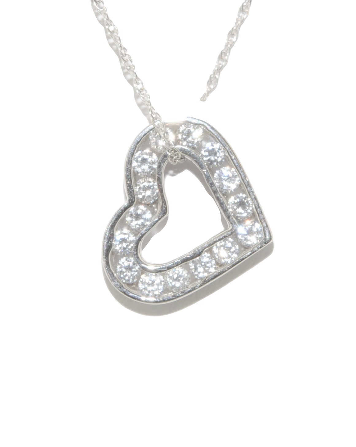 14K White Gold CZ Heart Charm 51000696 | Shin Brothers* 14K White Gold CZ Heart Charm 51000696 | Shin Brothers*