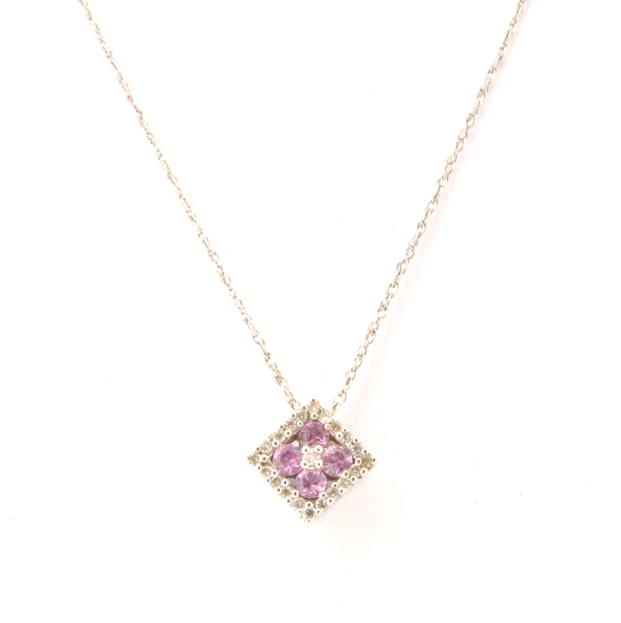 14K White Gold 0.28ct Pink Sapphire & Diamond Charm 32000117 | Shin Brothers* 14K White Gold 0.28ct Pink Sapphire & Diamond Charm 32000117 | Shin Brothers*