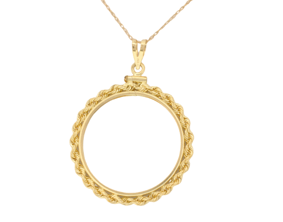 14K Yellow Gold 20mm Coin Holder Pendant 50003495 | Shin Brothers* 14K Yellow Gold 20mm Coin Holder Pendant 50003495 | Shin Brothers*