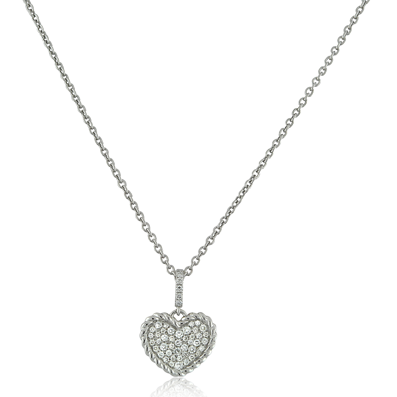 14K White Gold 0.40 ct. Pave Diamond Heart Pendant with 20" Cable Chain 31000958 | Shin Brothers* 14K White Gold 0.40 ct. Pave Diamond Heart Pendant with 20" Cable Chain 31000958 | Shin Brothers*