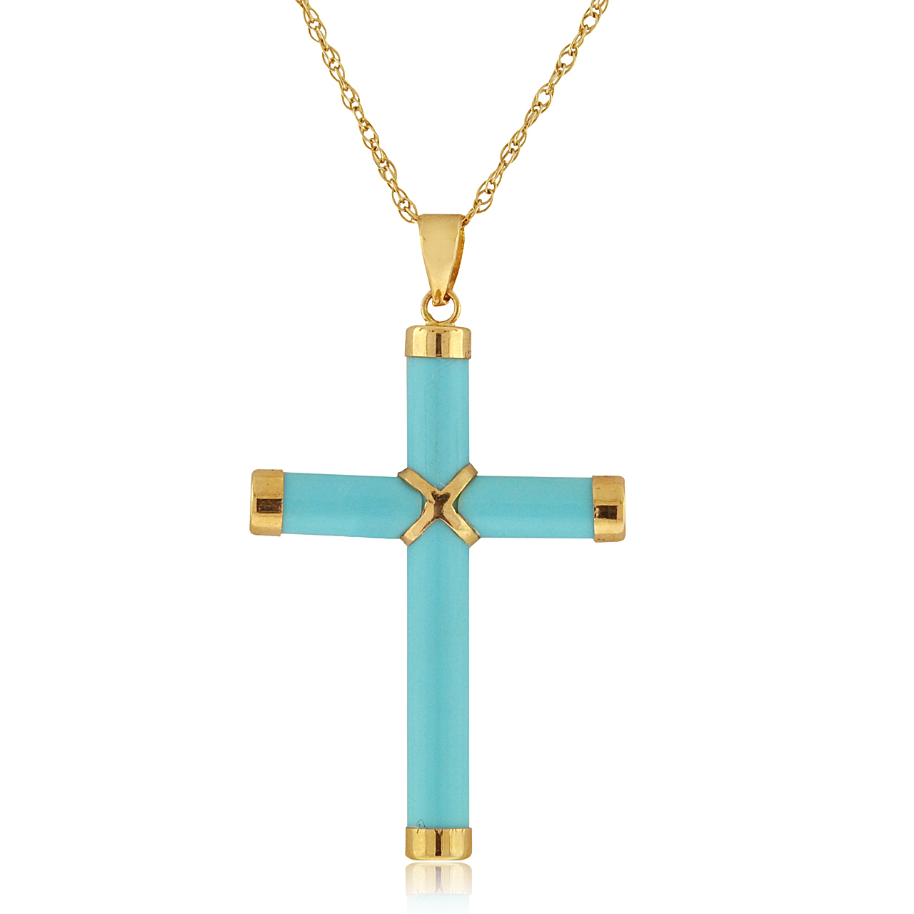 14K Yellow Gold Turquoise Cross Charm 52002099 | Shin Brothers*