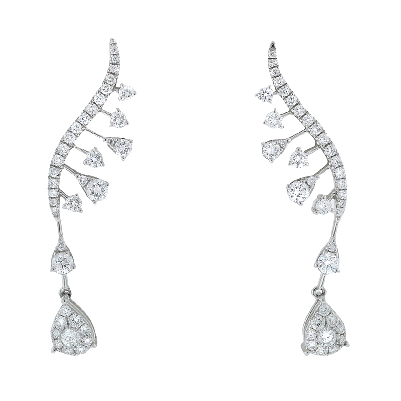 14K White Gold Diamond Drop Earrings 41002354 | Shin Brothers*