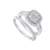14K White Gold 1.00 Carat Diamond Engagement Ring Set 11006386 | Shin Brothers* 