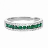 14K White Gold Diamond Emerald Band 12002855 | Shin Brothers* 14K White Gold Diamond Emerald Band 12002855 | Shin Brothers*