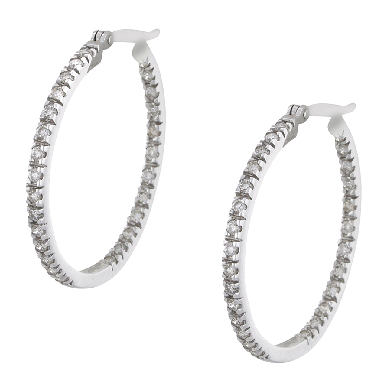 14K White Gold 1.00 ctw Diamond Hoop Earrings 41001236 | Shin Brothers* 14K White Gold 1.00 ctw Diamond Hoop Earrings 41001236 | Shin Brothers*