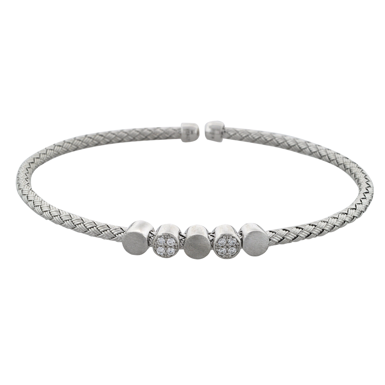 Sterling Silver 7" CZ Mesh Bangle 82010849 | Shin Brothers* Sterling Silver 7" CZ Mesh Bangle 82010849 | Shin Brothers*
