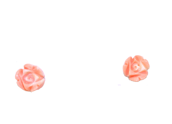 14K Yellow Gold Pink Coral Rose Stud Earrings 42002619 | Shin Brothers*