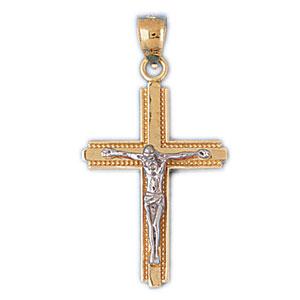 14k Gold Two Tone Crucifix Charm DZ-7744 | Shin Brothers* 14k Gold Two Tone Crucifix Charm DZ-7744 | Shin Brothers*
