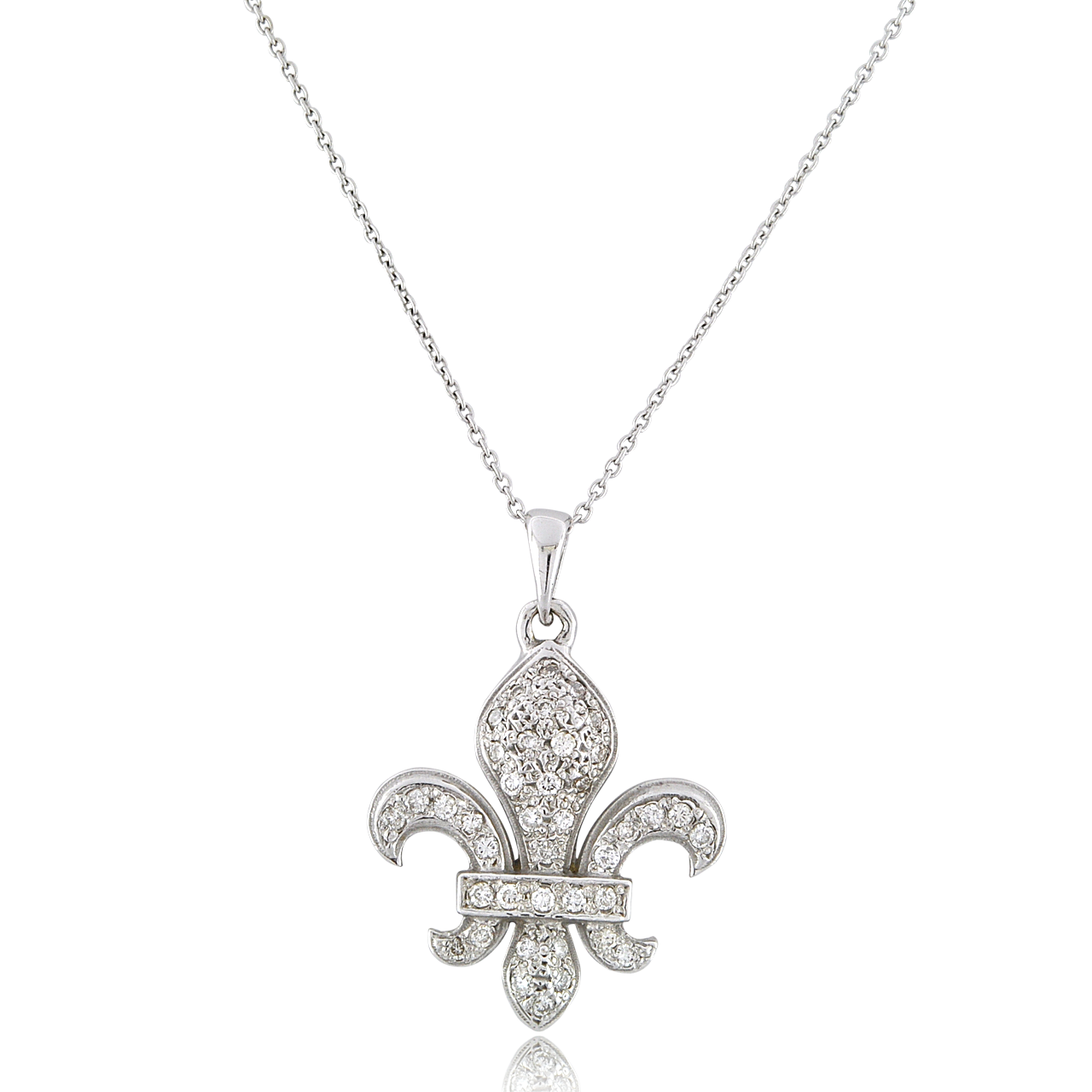 18K White Gold Diamond Fleur de Lis 
