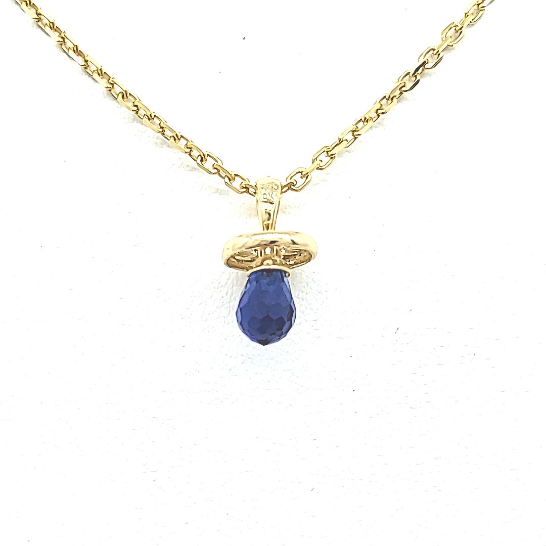 10K Yellow Gold Synthetic September Birthstone Pacifier Charm 59000198 | Shin Brothers*