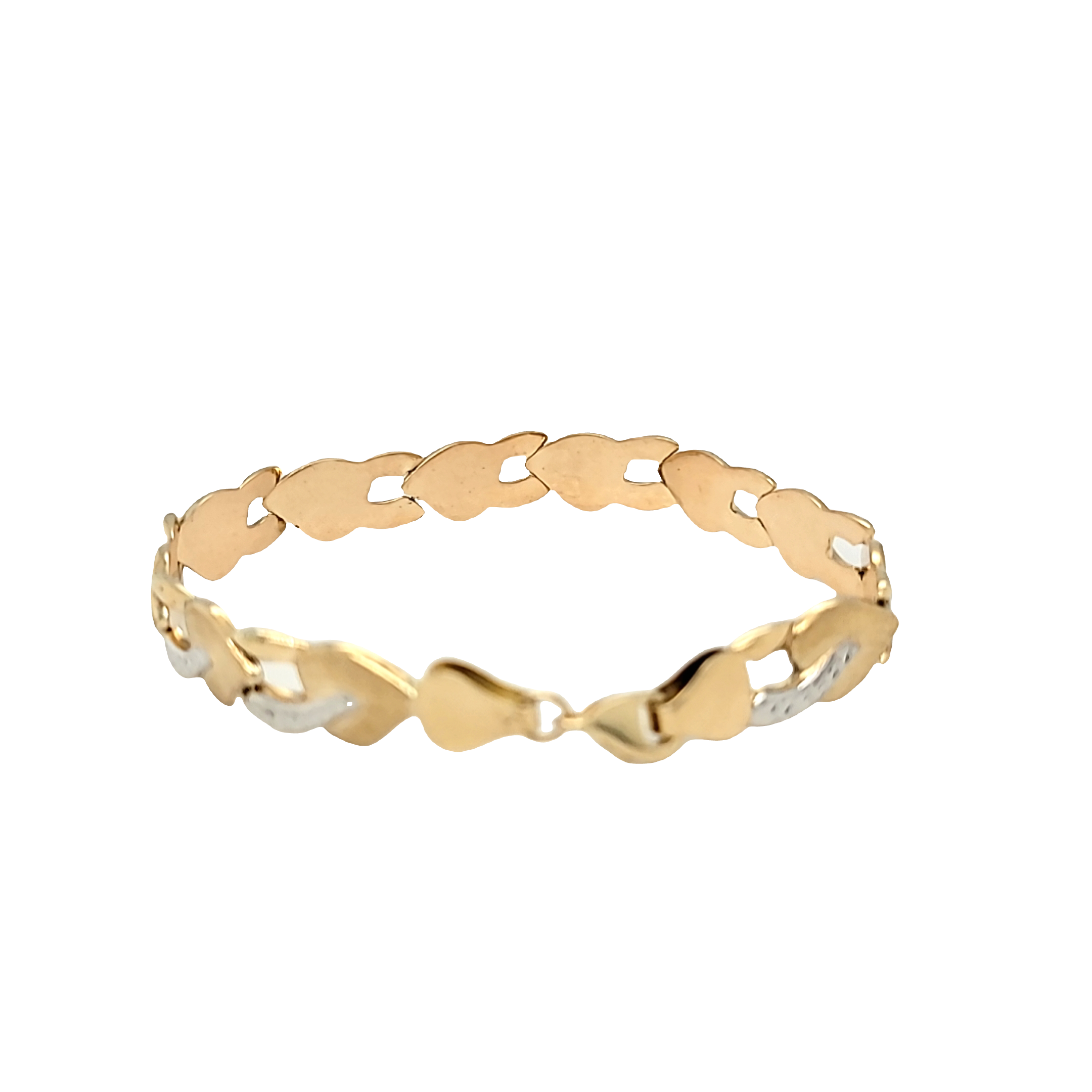 10K Two Tone Gold 7.25" Stampato Bracelet 29000159 | Shin Brothers* 10K Two Tone Gold 7.25" Stampato Bracelet 29000159 | Shin Brothers*