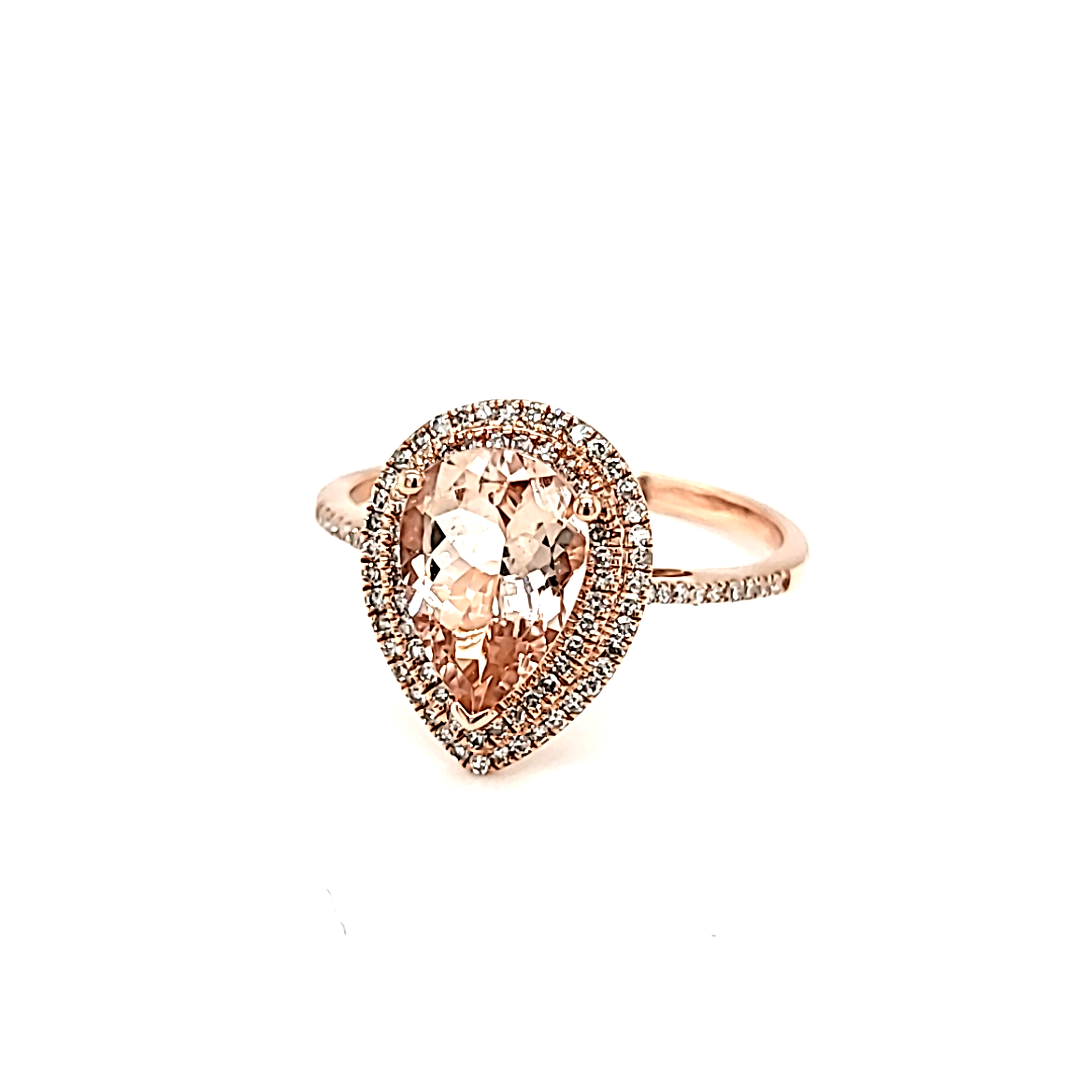 14K Rose Gold Pear Shaped Morganite and Diamond Ring 12003062 | Shin Brothers*