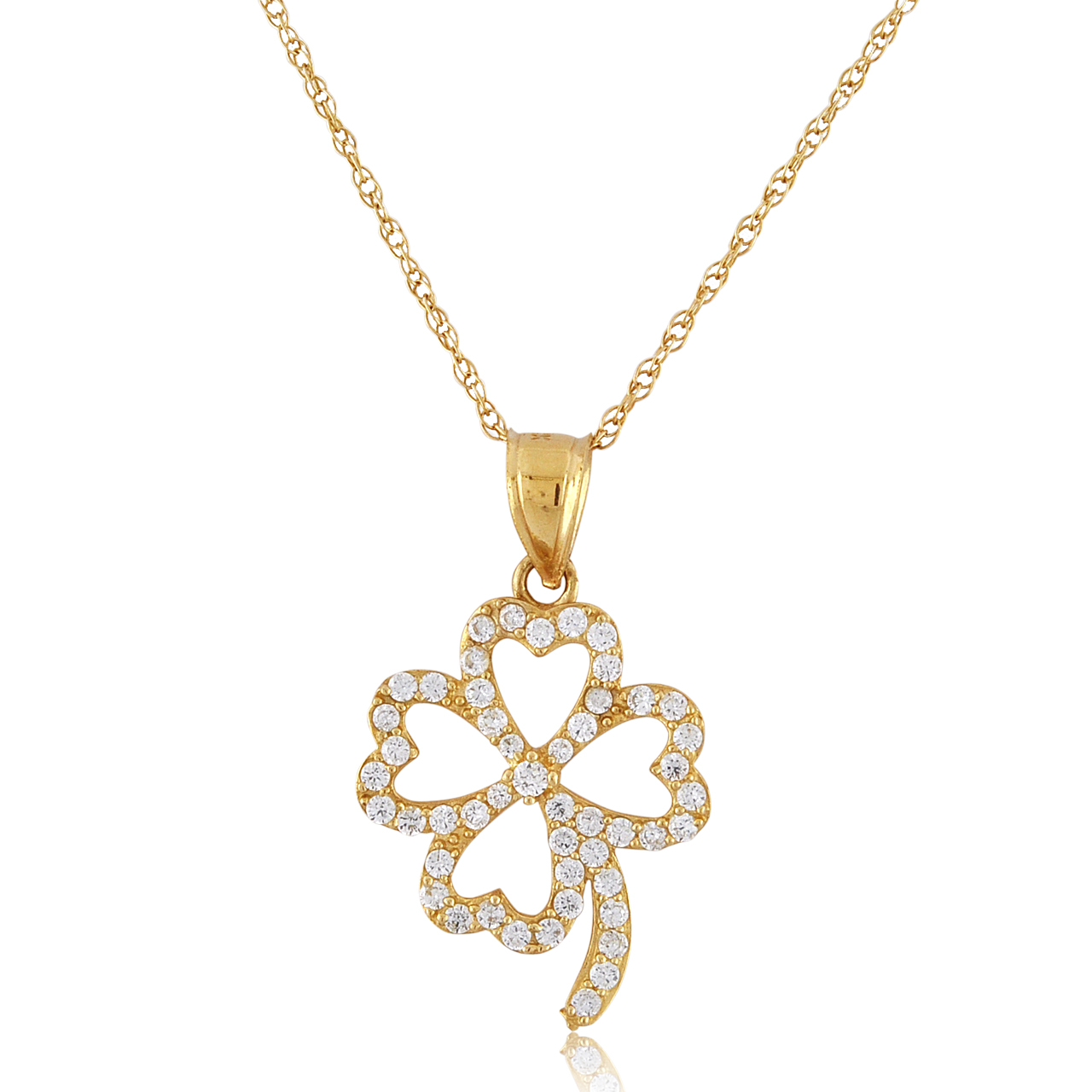 14K Yellow Gold  4 Leaf Clover CZ Charm 52002109 | Shin Brothers*