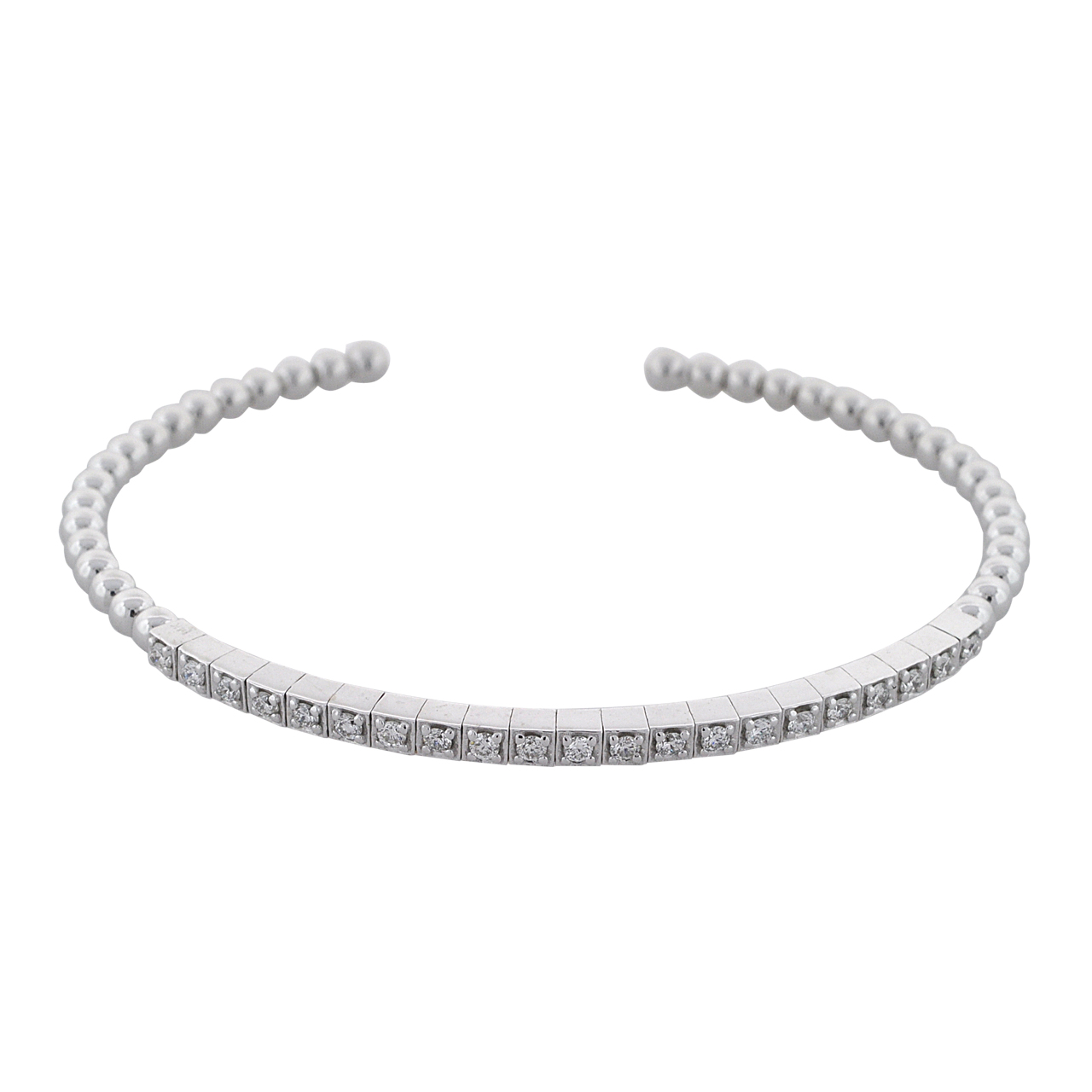 14K White Gold 7" Adjustable Cuff Bangle 21000800 | Shin Brothers*  