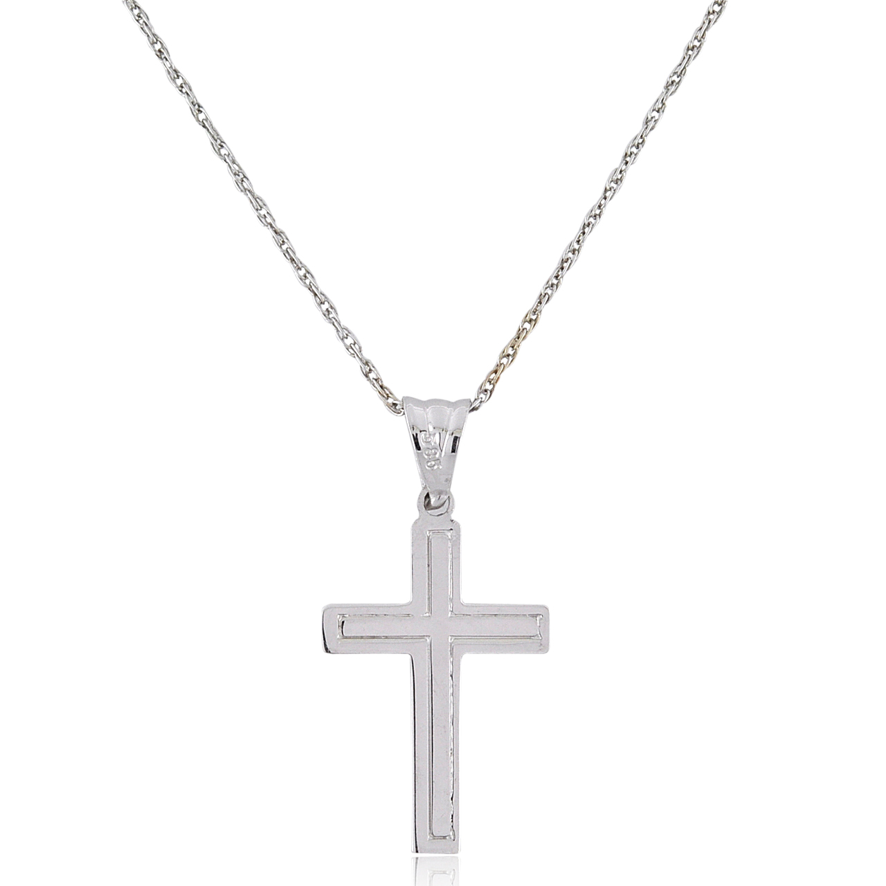 14K White Gold Cross Charm 50003724 | Shin Brothers*