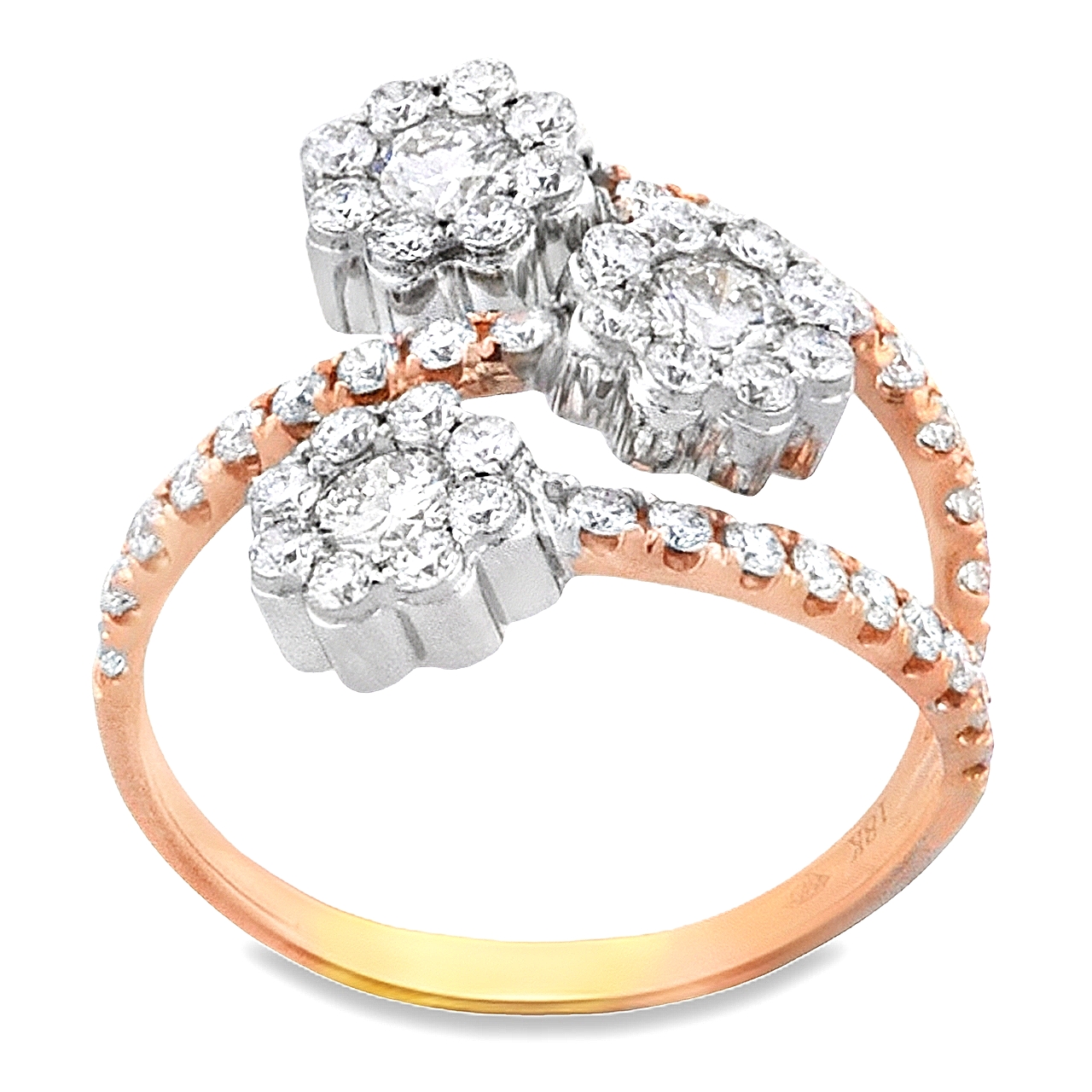 18K Pink Gold 1.13ctw Diamond Floral Ring 11006450 | Shin Brothers*