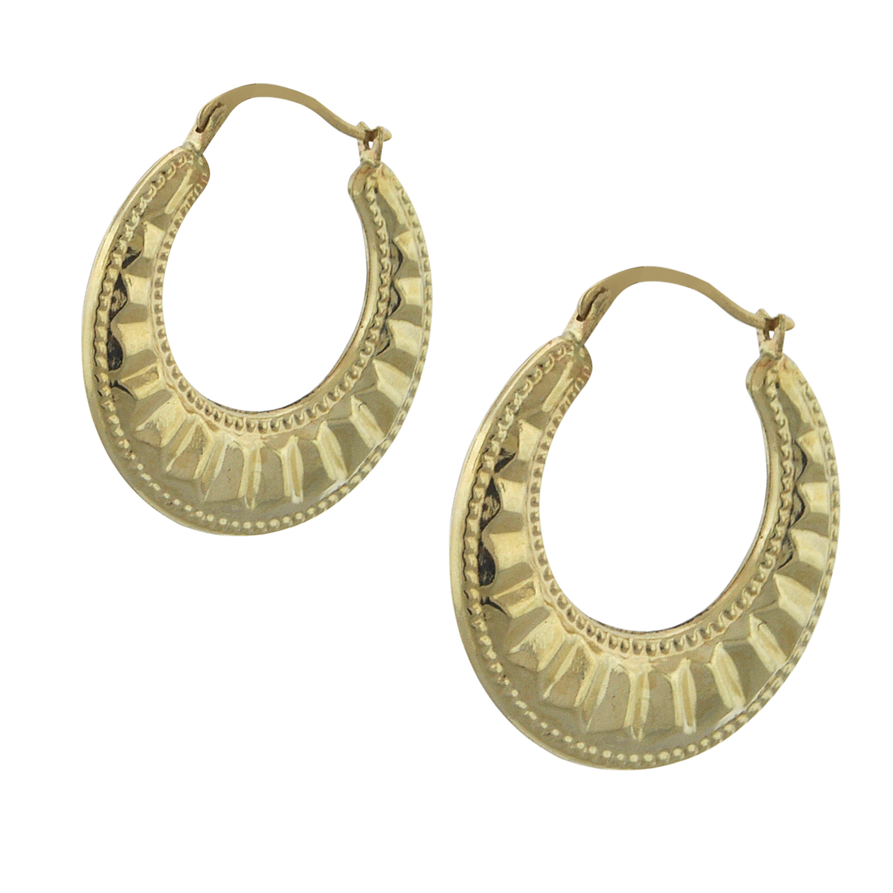 14K Yellow Gold Diamond-Cut Hoop Earrings 40002782 | Shin Brothers* 14K Yellow Gold Diamond-Cut Hoop Earrings 40002782 | Shin Brothers*