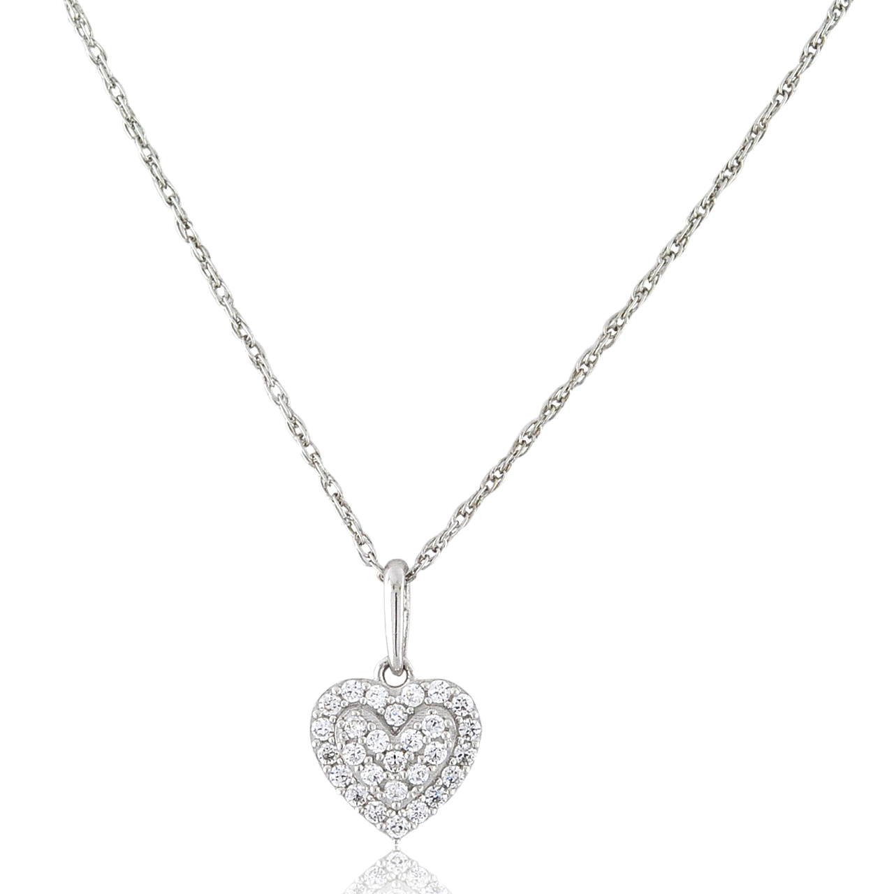 14K White Gold CZ Pavé Heart Charm 52002119 | Shin Brothers* 14K White Gold CZ Pavé Heart Charm 52002119 | Shin Brothers*