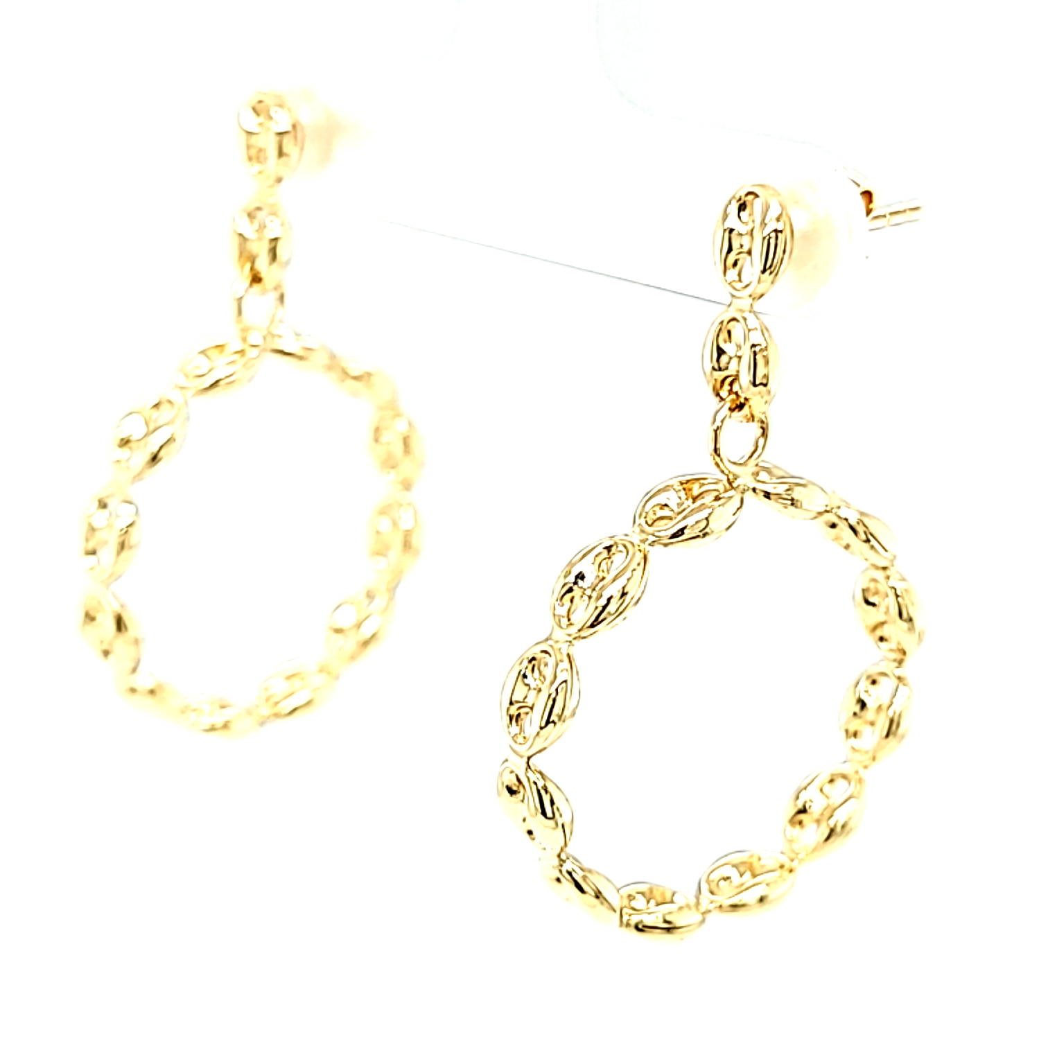 14K Yellow Gold Chain Link Drop Earrings | Shin Brothers