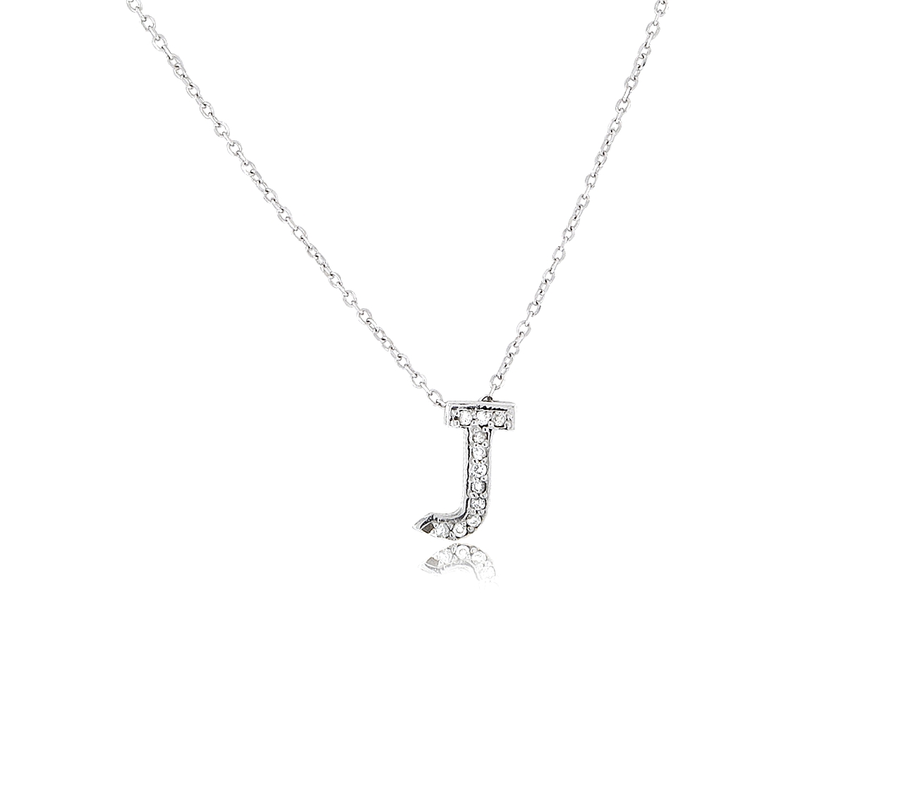 14K White Gold Diamond "J" Initial Necklace 31001000 | Shin Brothers*