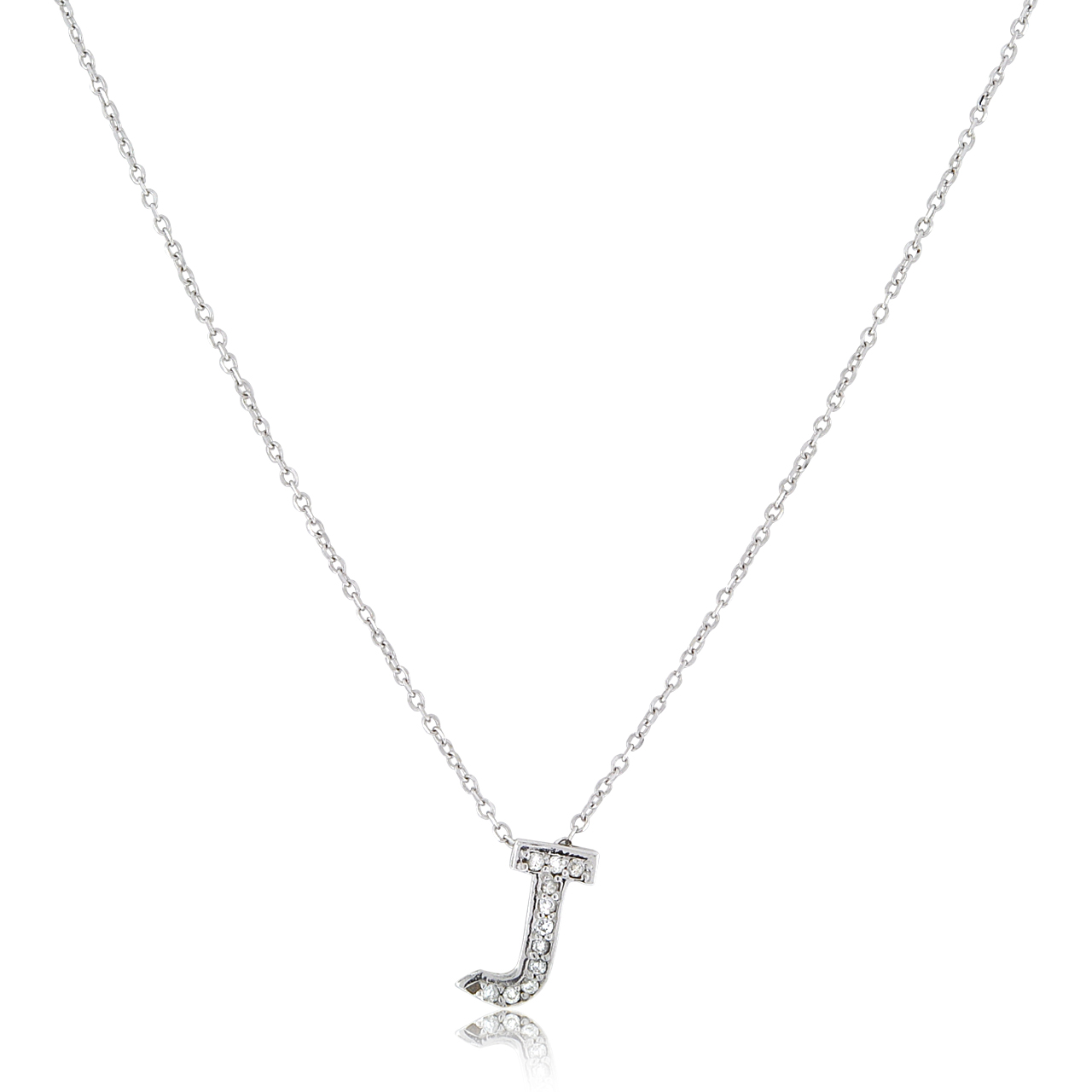14K White Gold Diamond "J" Initial Necklace 31001000 | Shin Brothers* 14K White Gold Diamond "J" Initial Necklace 31001000 | Shin Brothers*