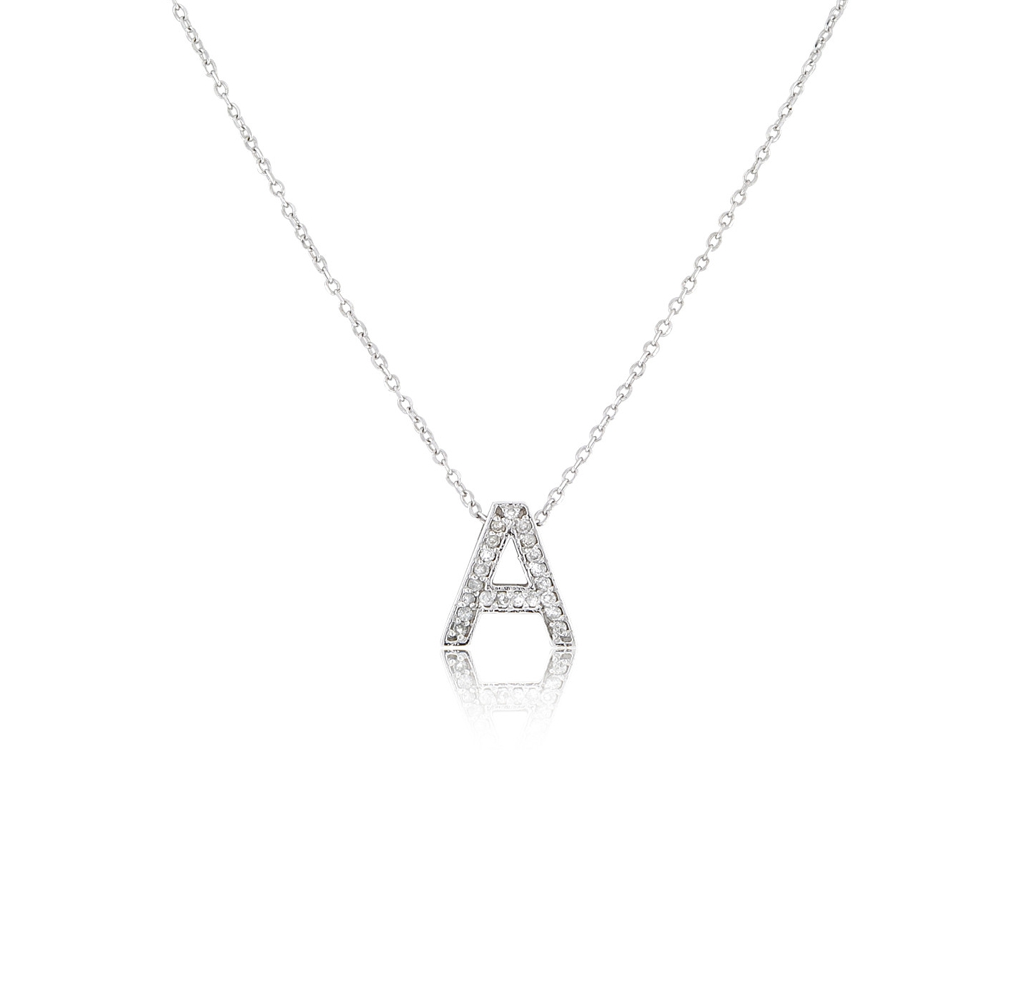 14K White Gold Diamond "A" Initial Necklace 31000999 | Shin Brothers*