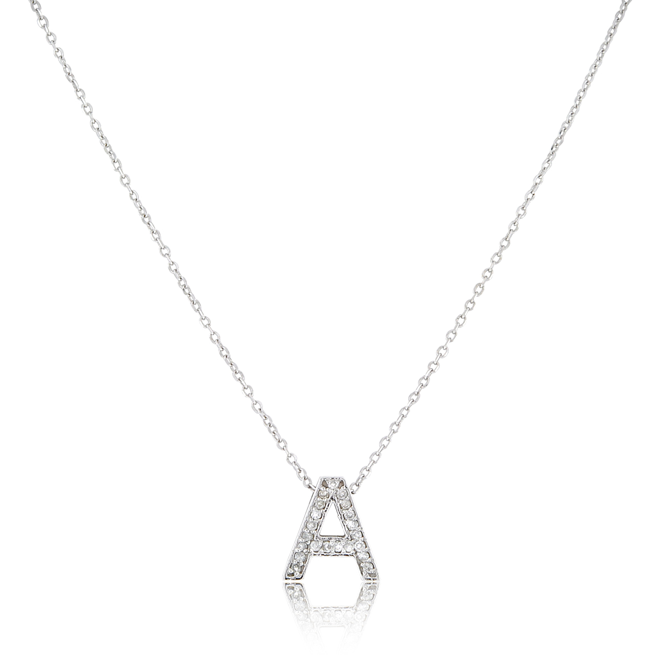 14K White Gold Diamond "A" Initial Necklace 31000999 | Shin Brothers* 14K White Gold Diamond "A" Initial Necklace 31000999 | Shin Brothers*