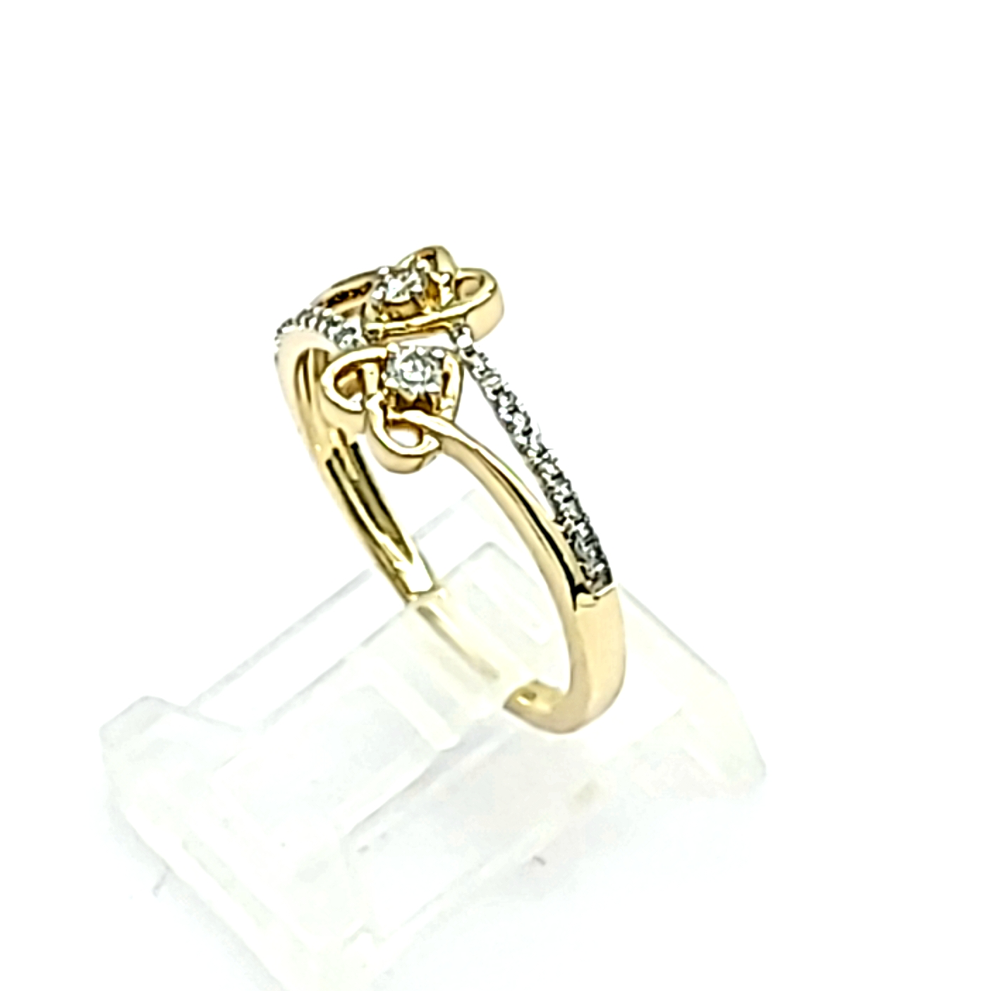 14K Two Tone Gold Diamond Double Heart Ring 11006479 | Shin Brothers*