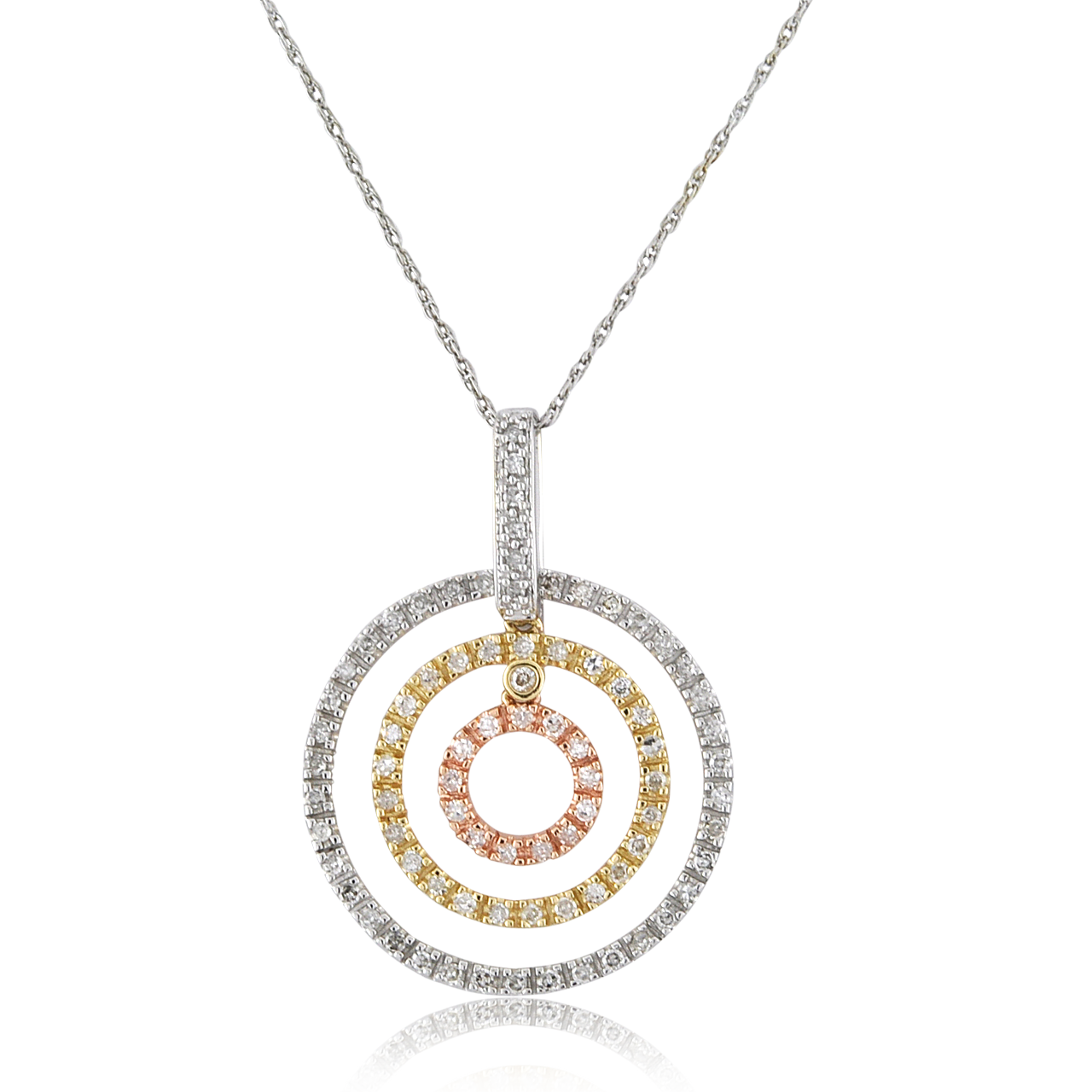 14K Tricolor Gold Triple Circle Charm with 1/2 ctw Diamonds 51002011 | Shin Brothers*