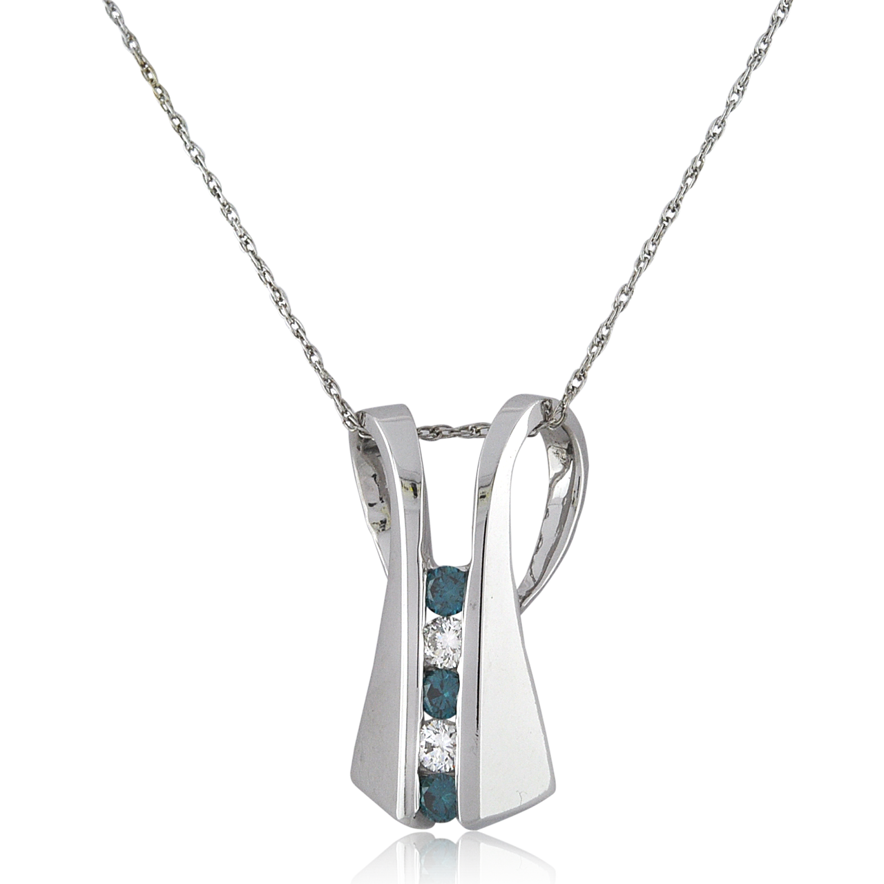 14K White Gold Blue & White Diamond Slide Charm 51002013 | Shin Brothers* 14K White Gold Blue & White Diamond Slide Charm 51002013 | Shin Brothers*