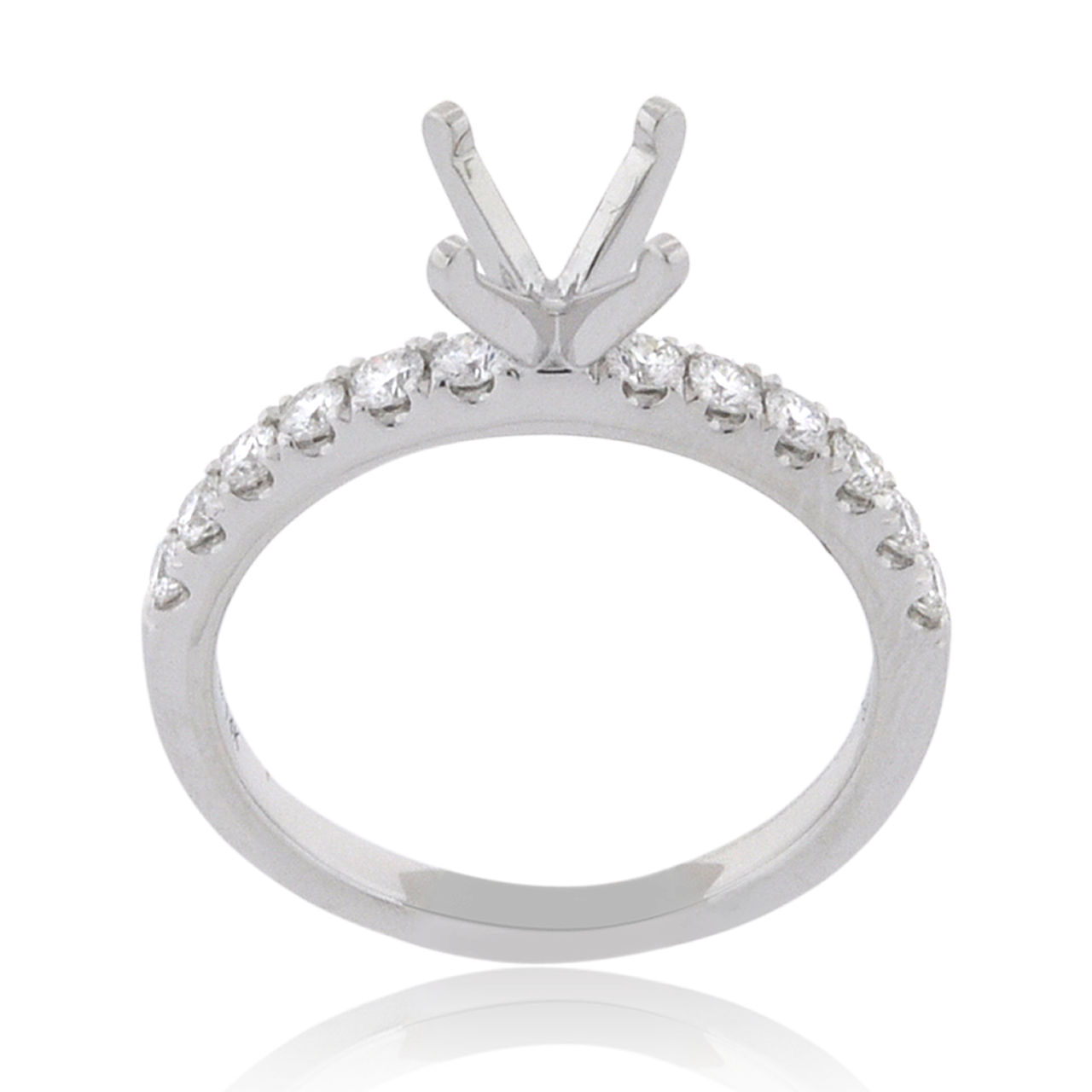 14K White Gold Engagement Ring Setting with Diamond Accents 11006495 | Shin Brothers* 14K White Gold Engagement Ring Setting with Diamond Accents 11006495 | Shin Brothers*