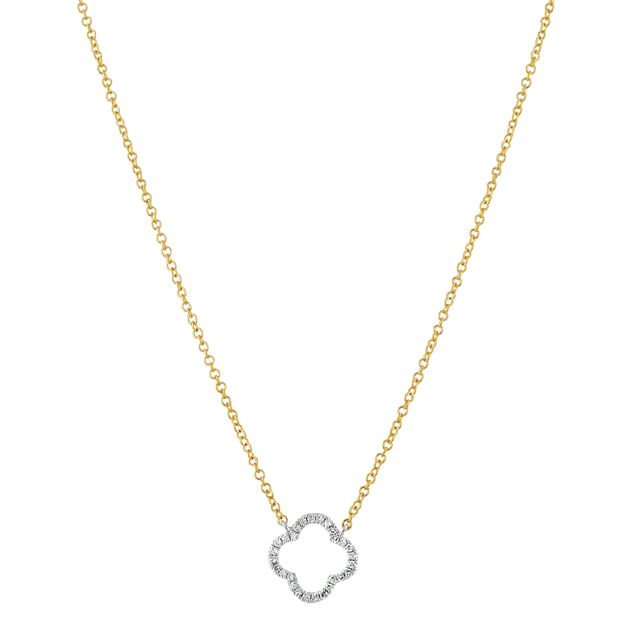 14K Two Tone Gold Diamond Clover Necklace 31001018 | Shin Brothers*