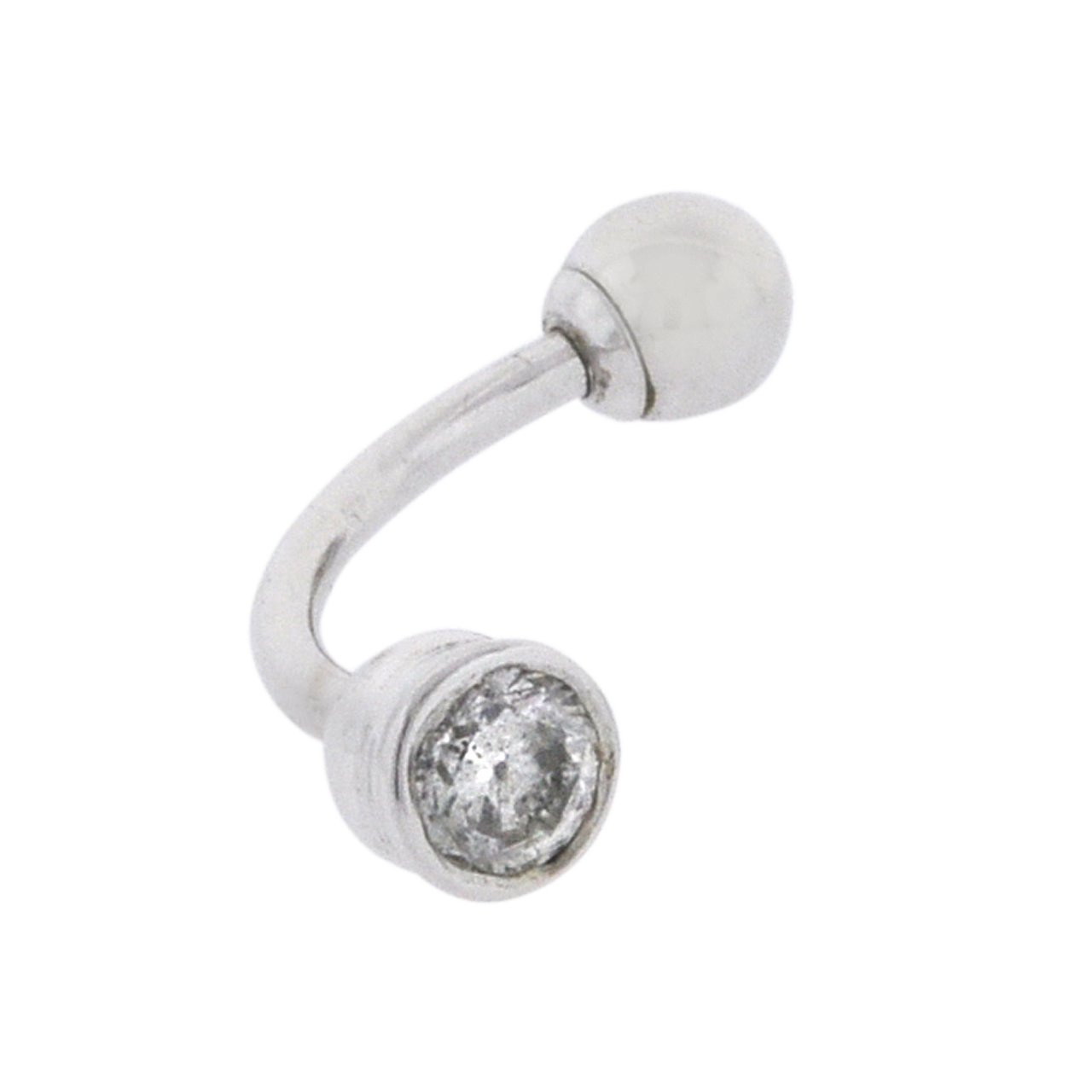 14K White Gold Diamond Belly Ring 53000042 | Shin Brothers*