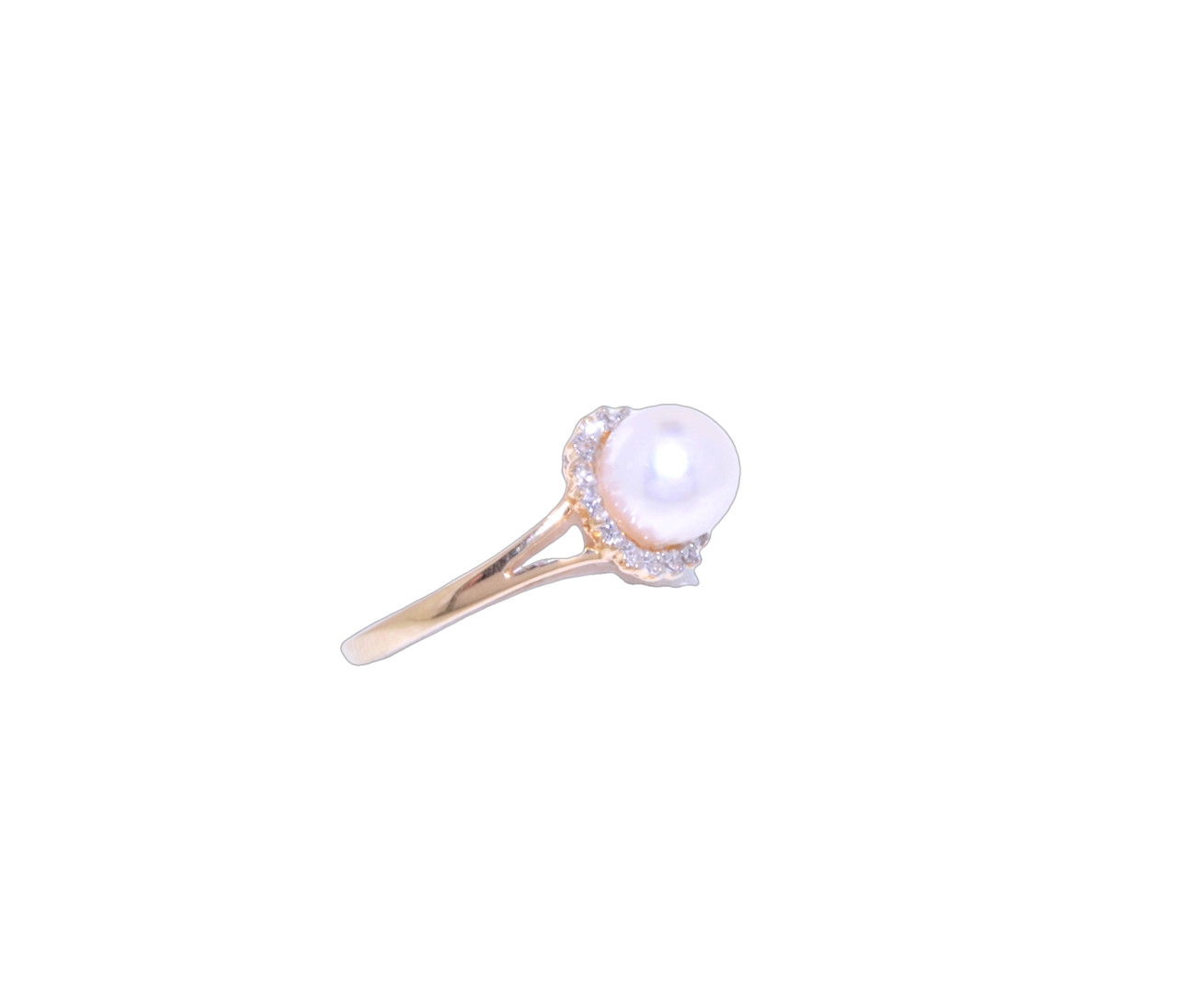 14K Yellow Gold Pearl Ring with Diamonds 12001949 | Shin Brothers* 14K Yellow Gold Pearl Ring with Diamonds 12001949 | Shin Brothers*