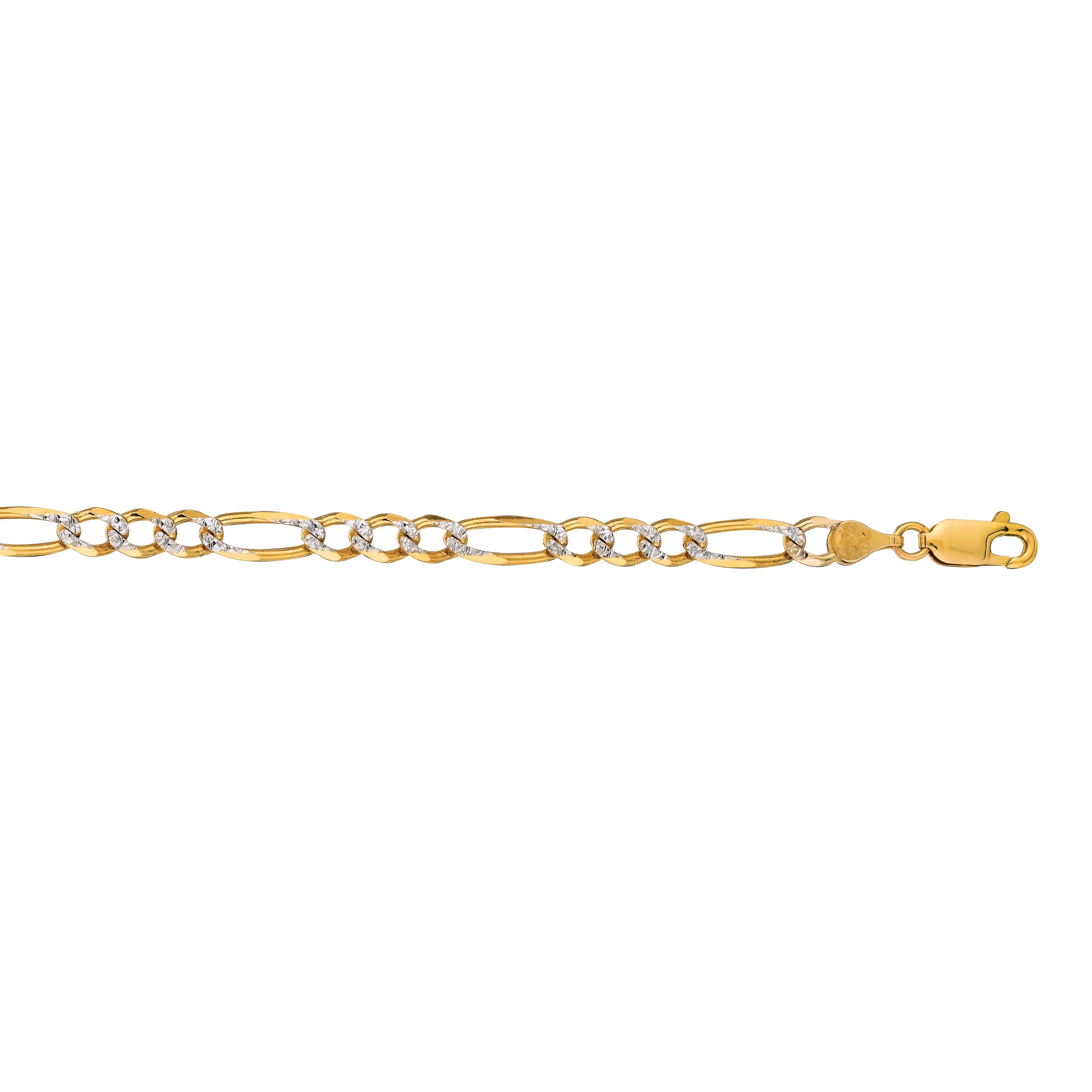 14K Two Tone Gold 22" Pavé Figaro Chain 30003833 | Shin Brothers*