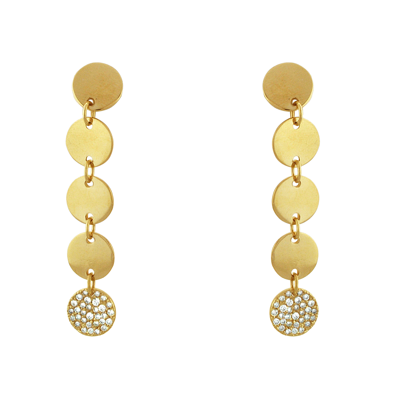 14K Yellow Gold Dangling Circle Earrings with Diamonds 41002451 | Shin Brothers* 14K Yellow Gold Dangling Circle Earrings with Diamonds 41002451 | Shin Brothers*