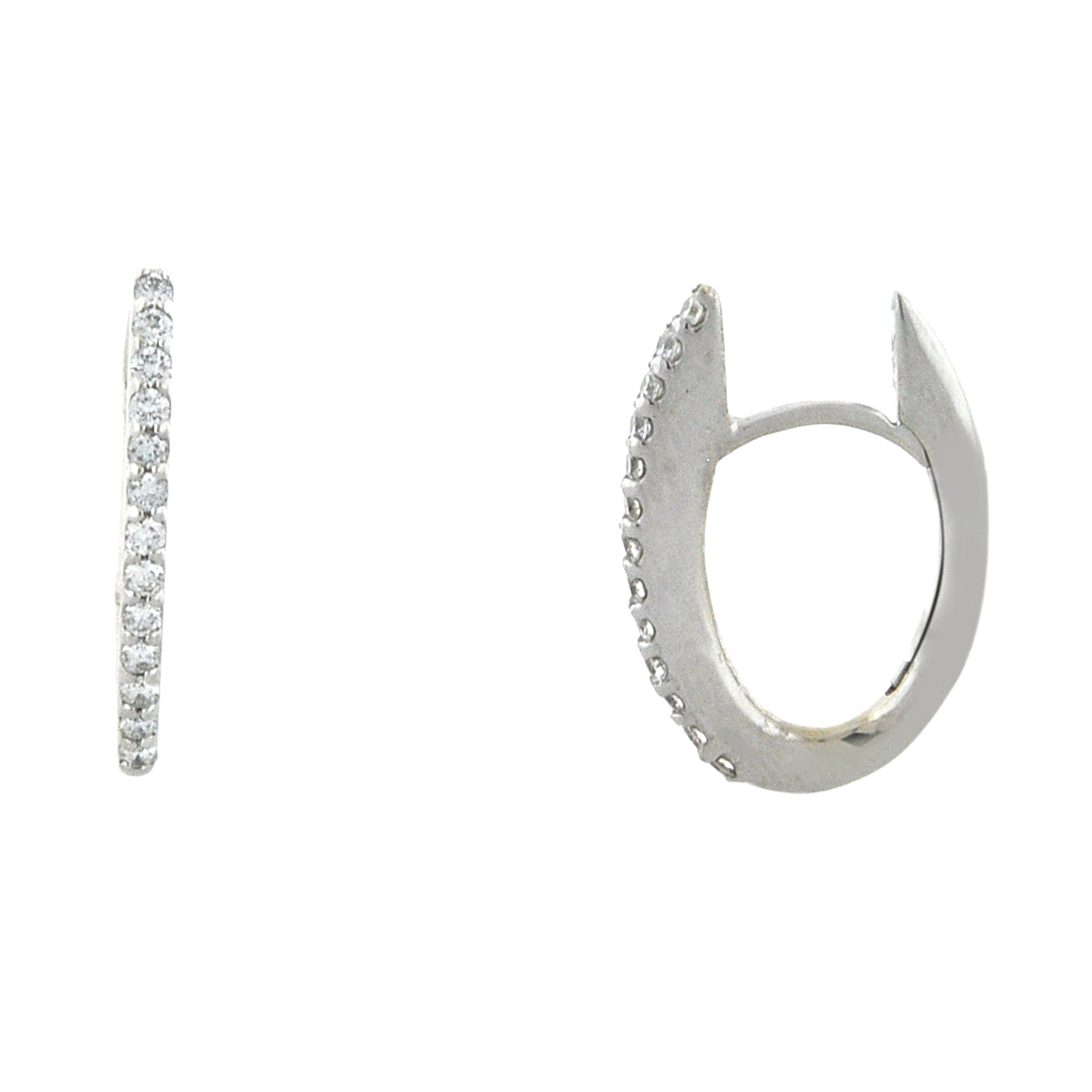 14K White Gold Diamond Oval Huggie Earrings 41002461 | Shin Brothers*