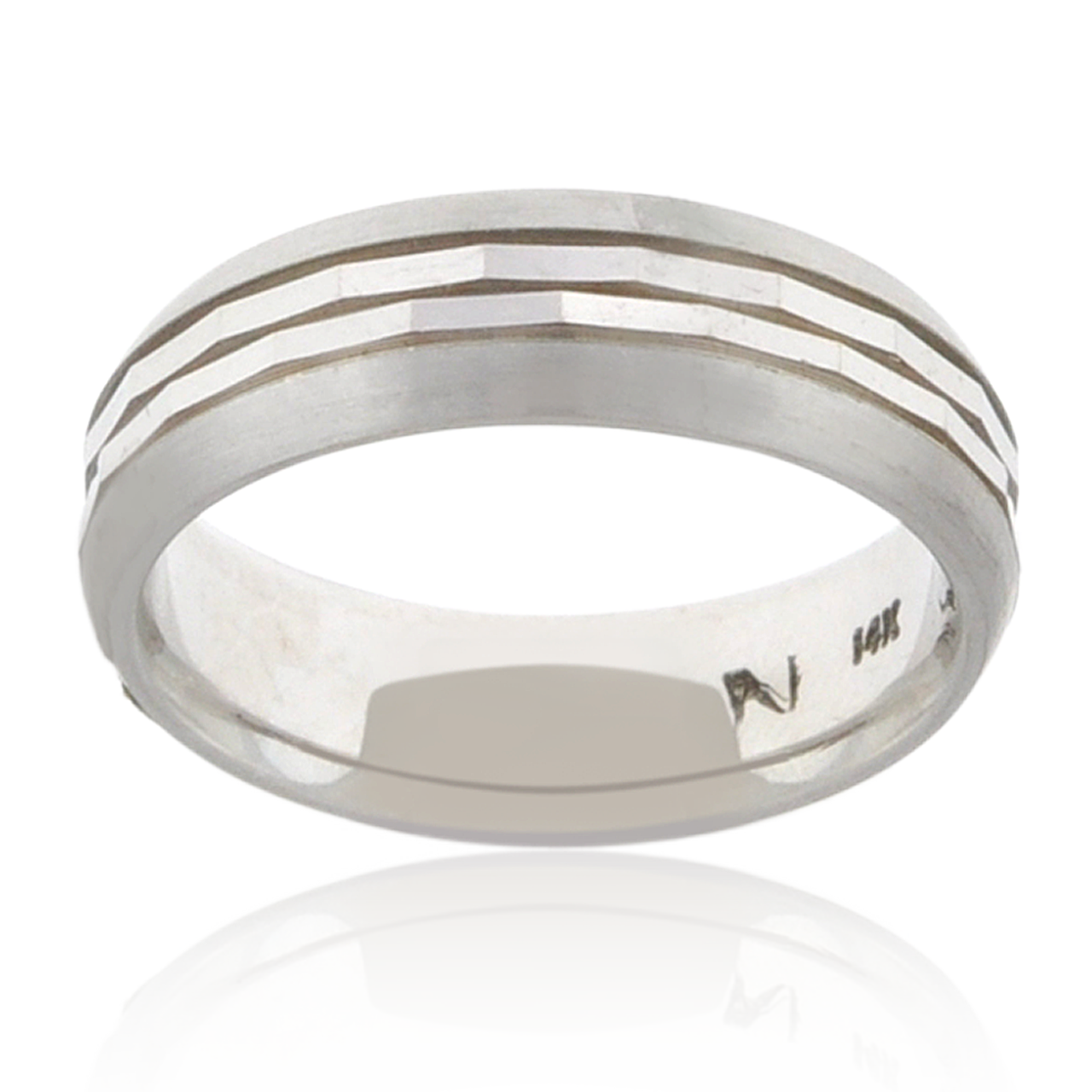 14K White Gold Stripe Cut Band 10000655 | Shin Brothers* 14K White Gold Stripe Cut Band 10000655 | Shin Brothers*